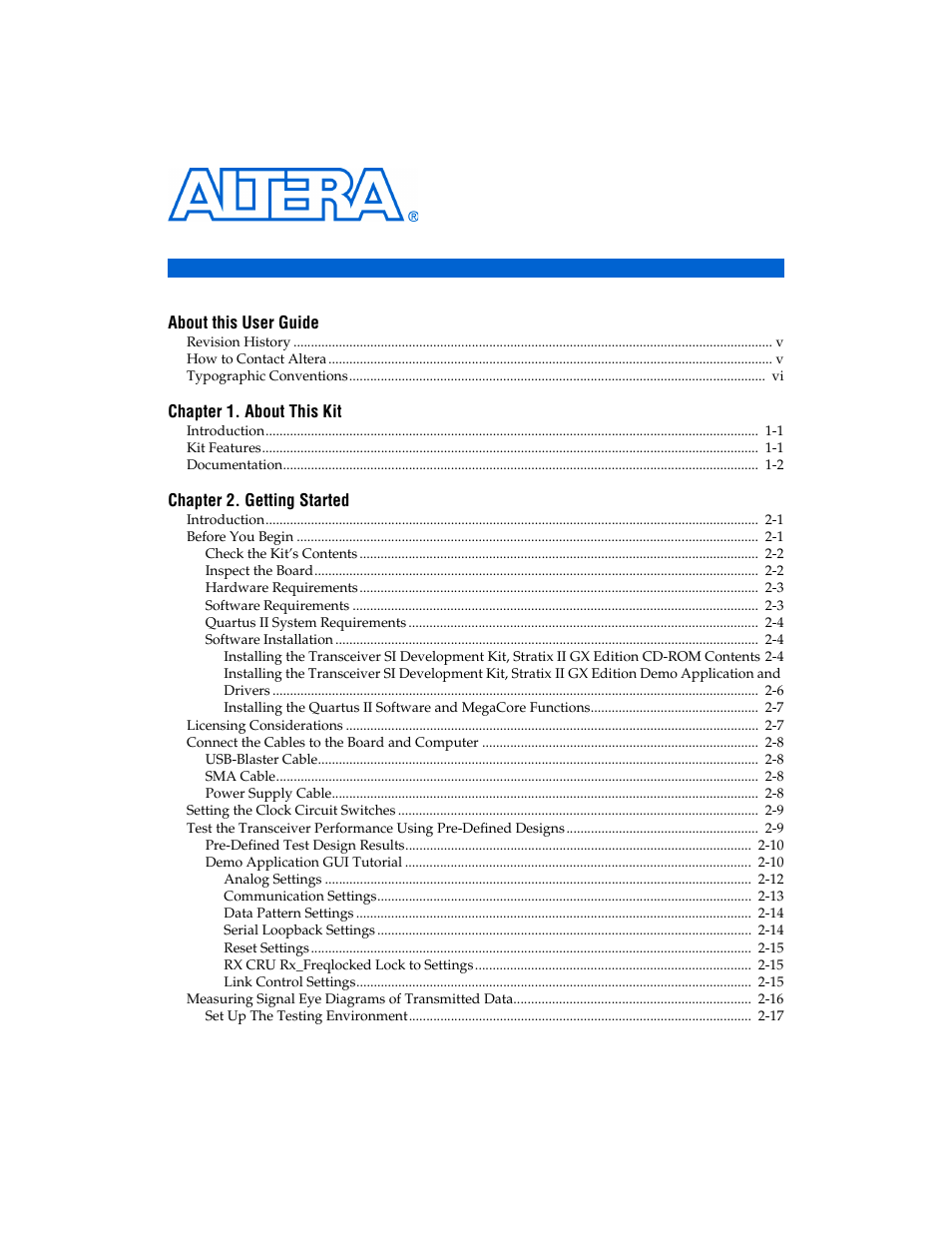 Altera Transceiver SI User Manual | Page 3 / 38