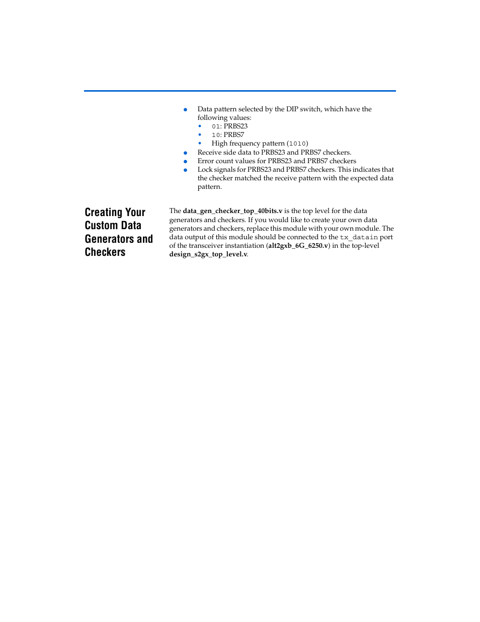 Creating your custom data generators and checkers | Altera Transceiver SI User Manual | Page 37 / 38