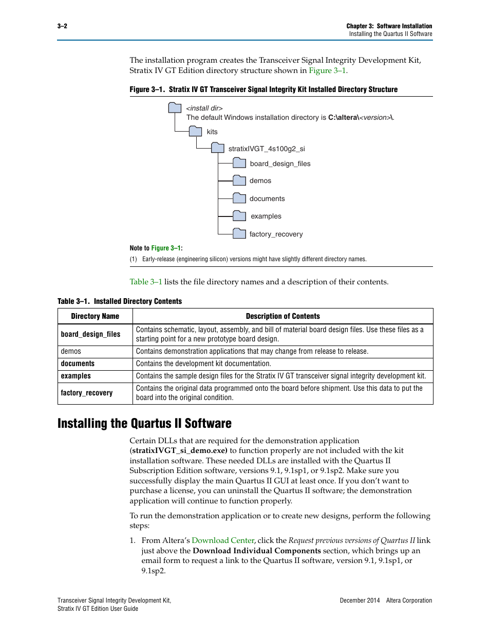 Installing the quartus ii software, Installing the quartus ii software –2, Installing the quartus ii | Altera Transceiver Signal Integrity User Manual | Page 10 / 30