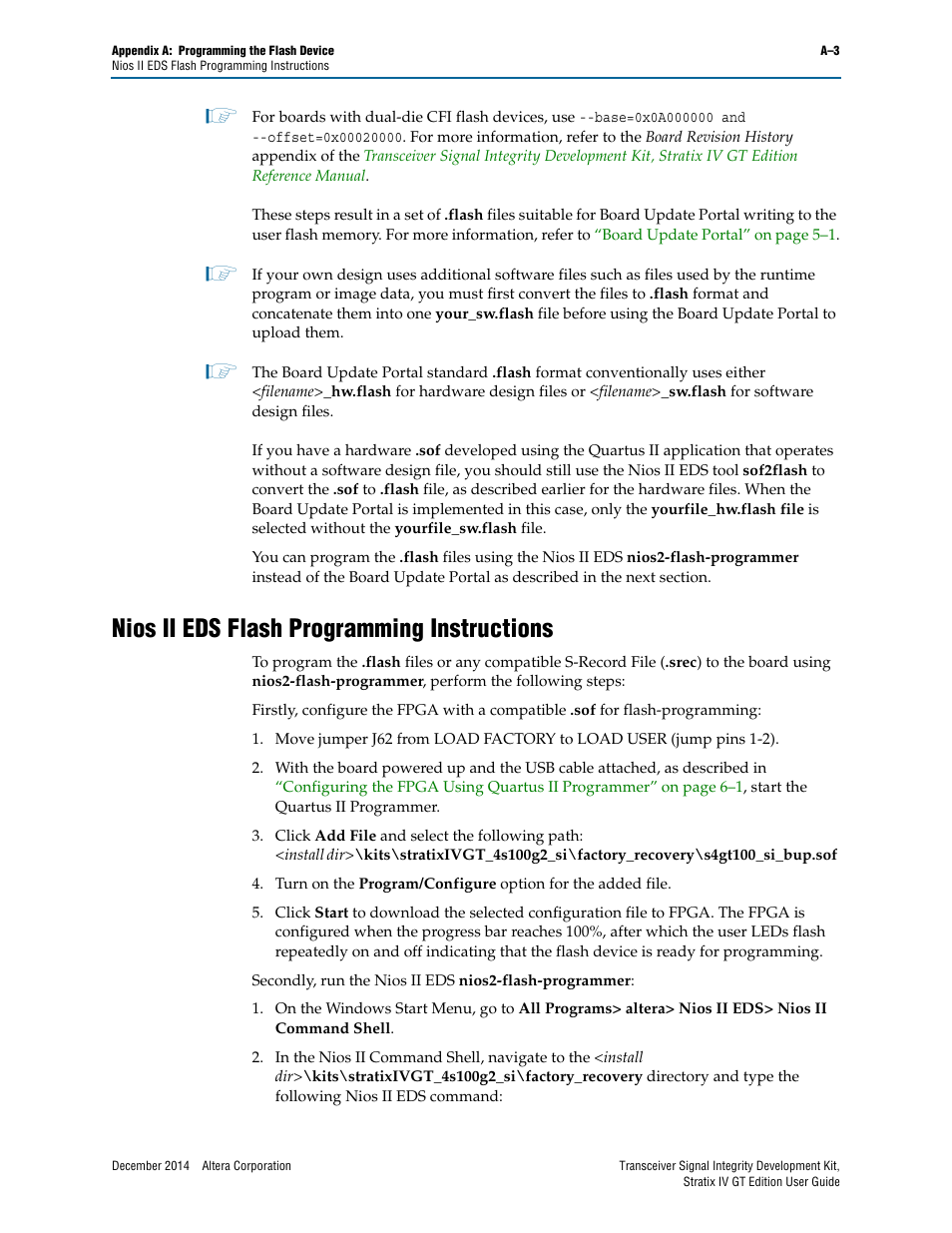 Nios ii eds flash programming instructions | Altera Transceiver Signal Integrity User Manual | Page 25 / 30