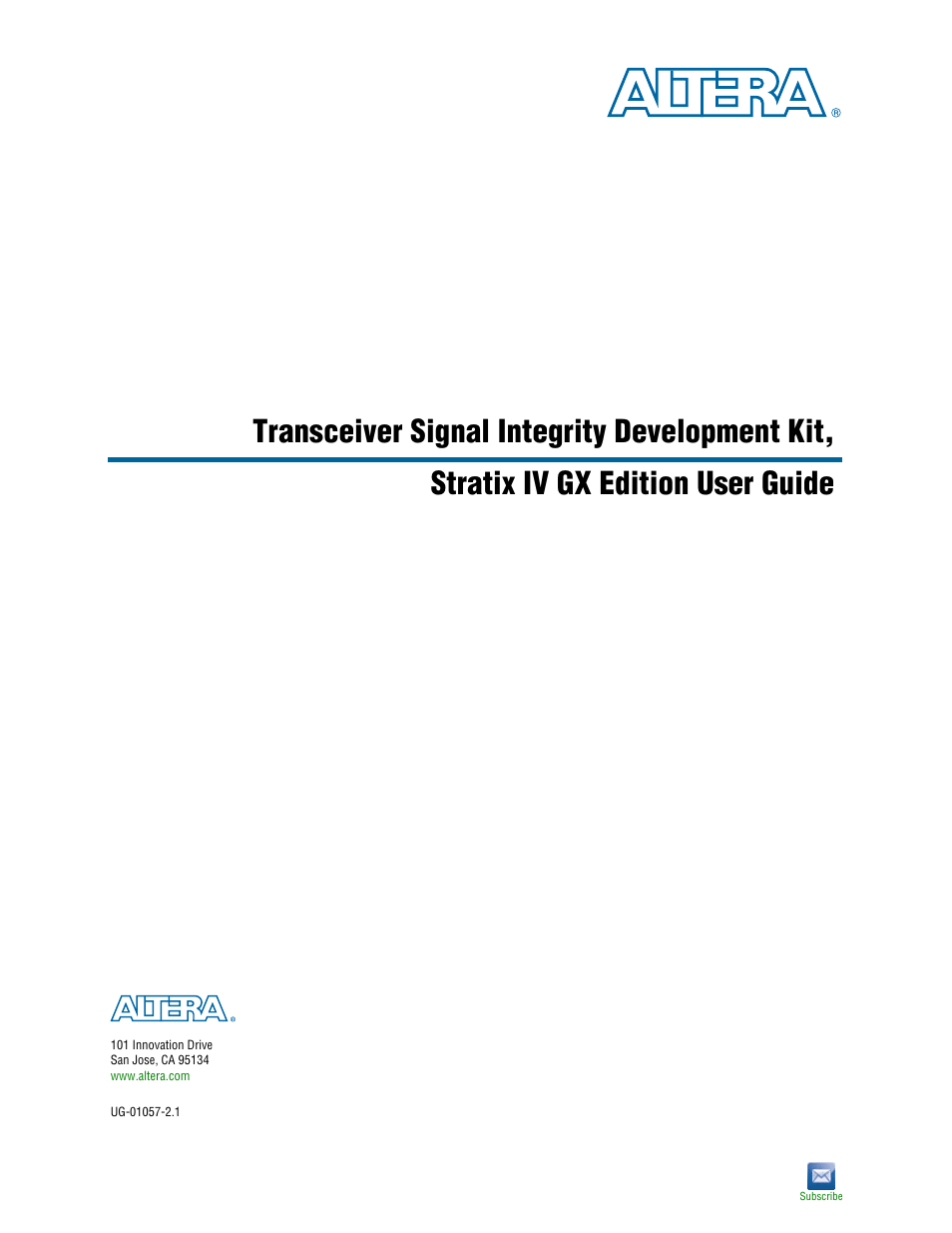 Altera Transceiver Signal Integrity User Manual | 34 pages