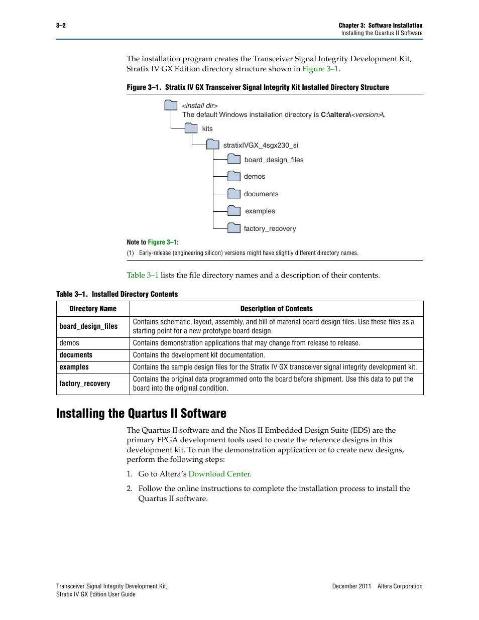 Installing the quartus ii software, Installing the quartus ii software –2, Installing the quartus ii | Altera Transceiver Signal Integrity User Manual | Page 12 / 34