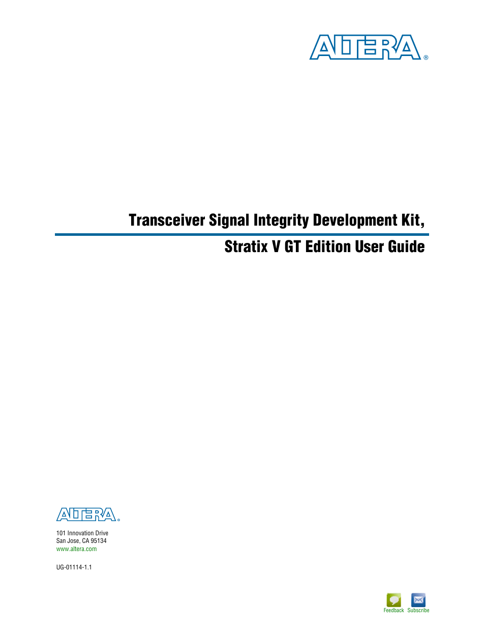 Altera Transceiver Signal Integrity User Manual | 56 pages