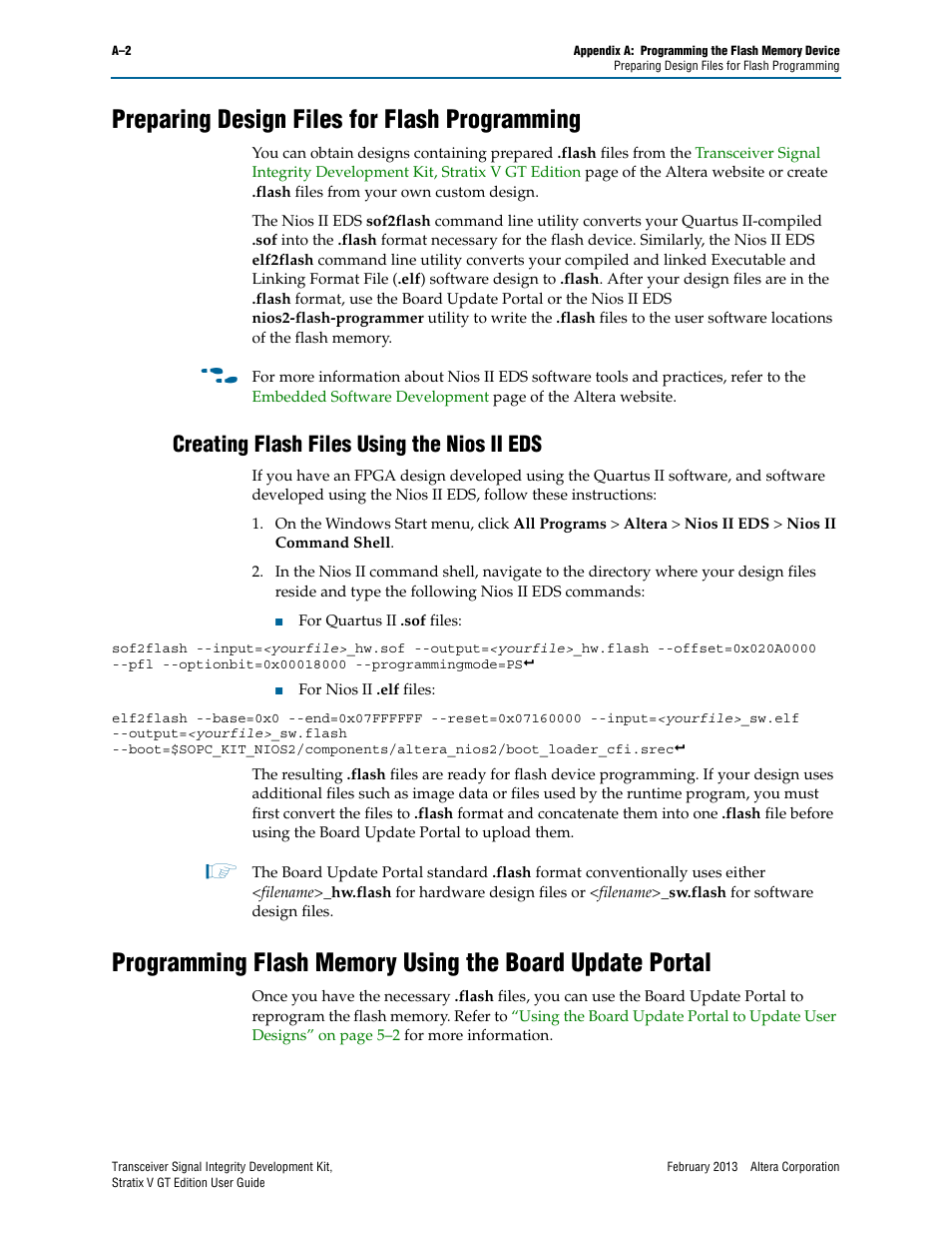 Preparing design files for flash programming, Creating flash files using the nios ii eds, R to | Altera Transceiver Signal Integrity User Manual | Page 50 / 56