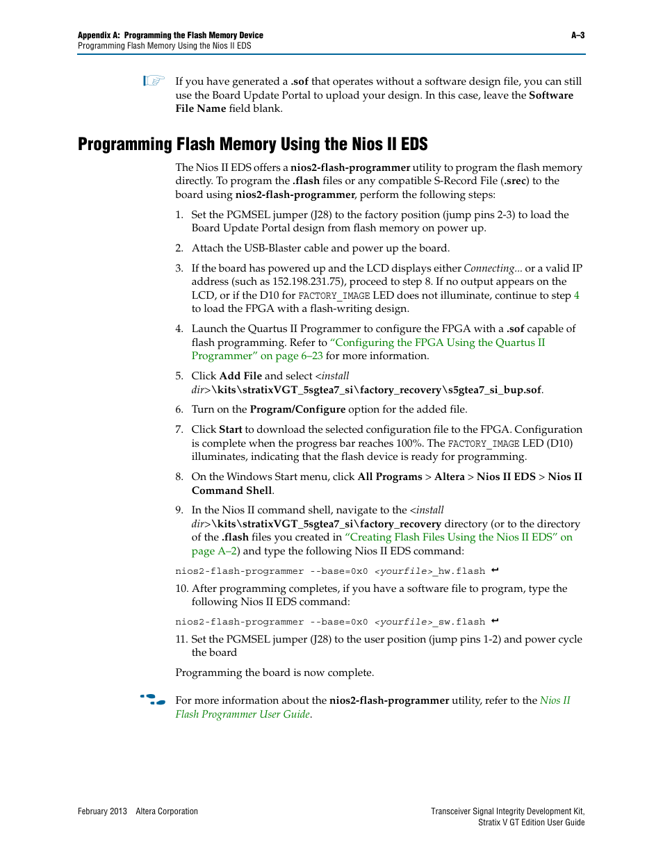 Programming flash memory using the nios ii eds | Altera Transceiver Signal Integrity User Manual | Page 51 / 56