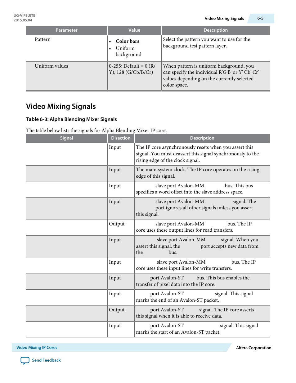 Video mixing signals, Video mixing signals -5 | Altera Video and Image Processing Suite User Manual | Page 116 / 310