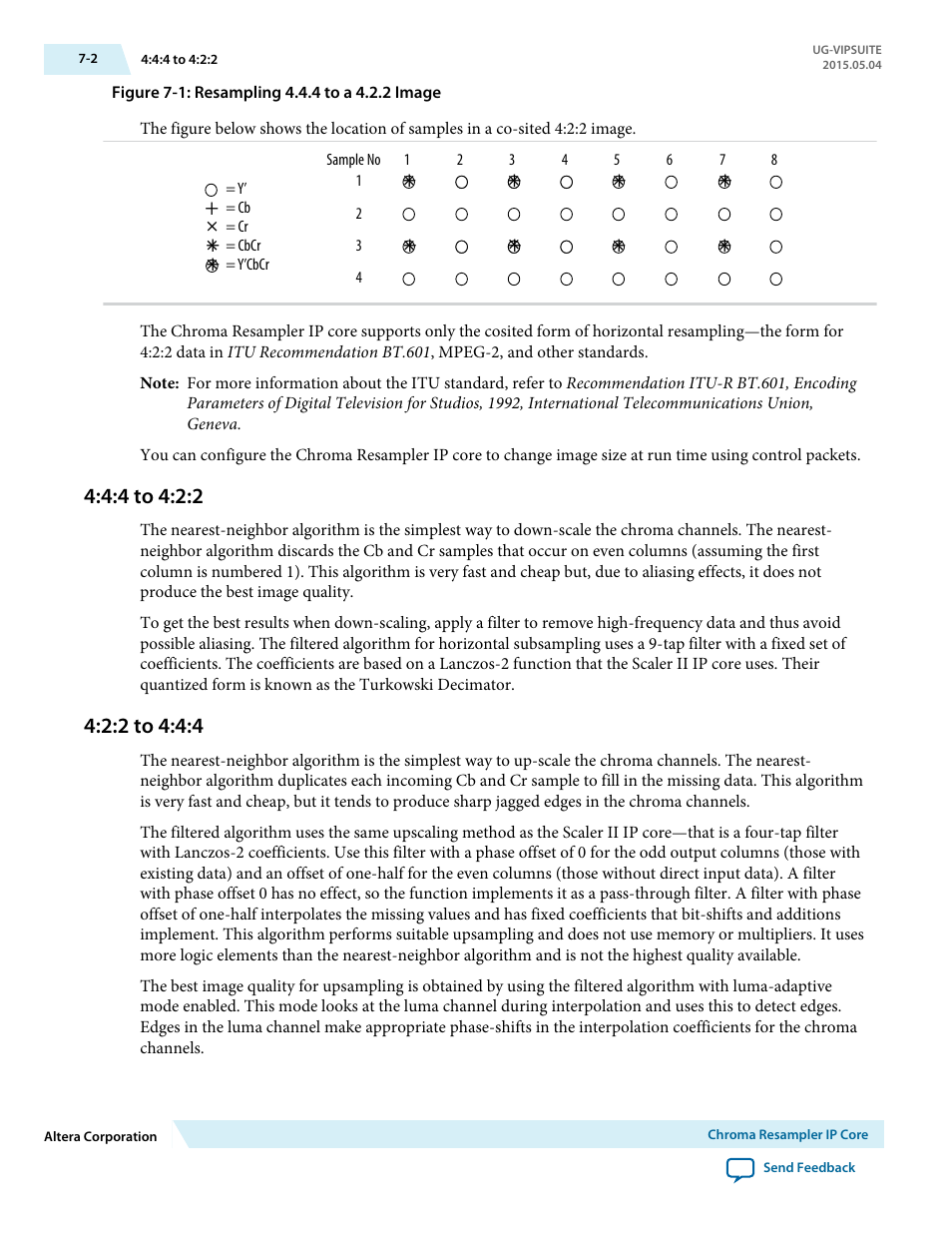 4:4 to 4:2:2, 2:2 to 4:4:4, 4:4 to 4:2:2 -2 | 2:2 to 4:4:4 -2 | Altera Video and Image Processing Suite User Manual | Page 123 / 310