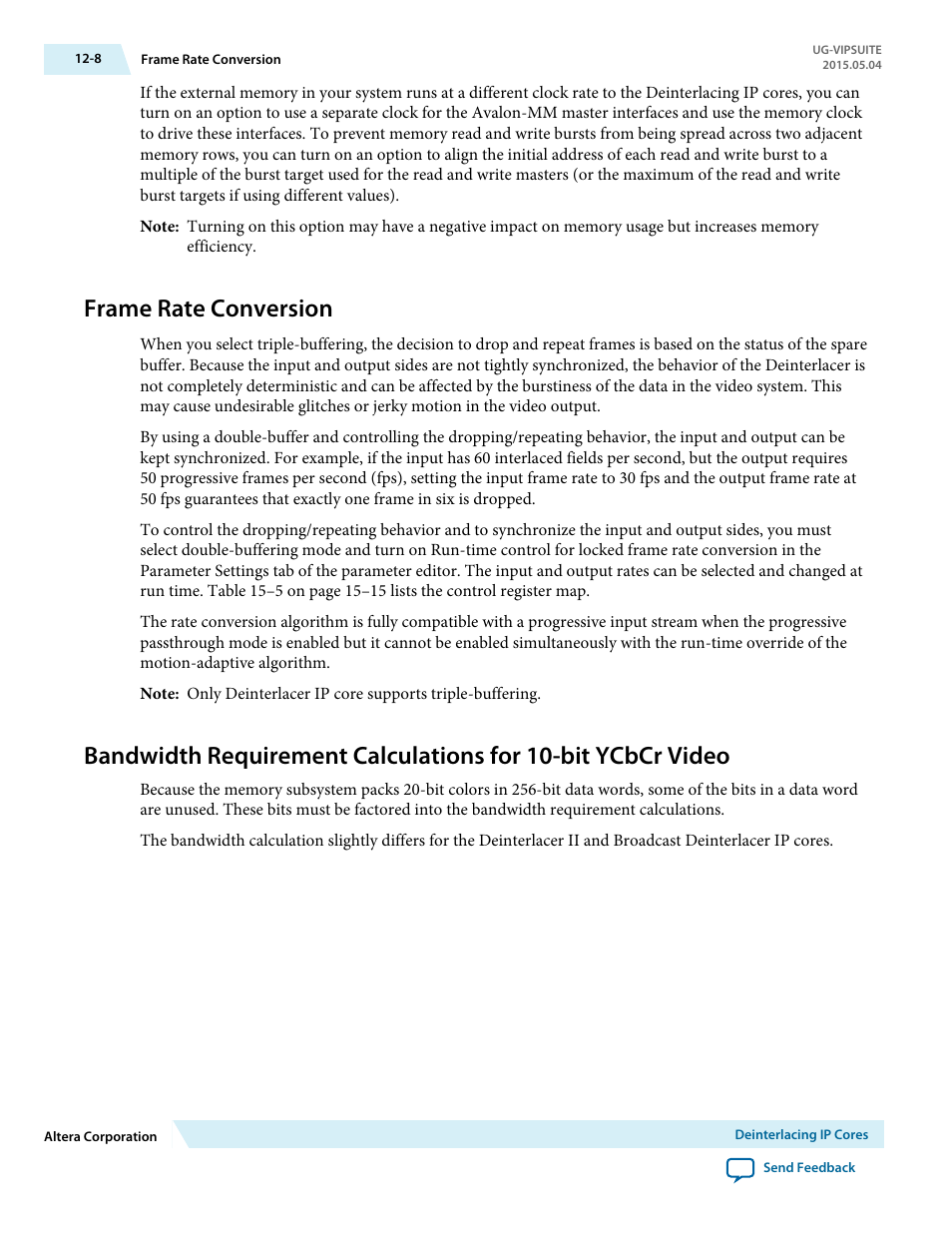 Frame rate conversion, Frame rate conversion -8 | Altera Video and Image Processing Suite User Manual | Page 167 / 310