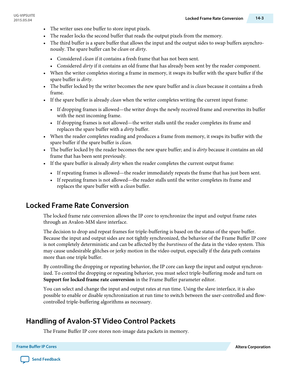 Locked frame rate conversion, Handling of avalon-st video control packets, Locked frame rate conversion -3 | Handling of avalon-st video control packets -3 | Altera Video and Image Processing Suite User Manual | Page 200 / 310