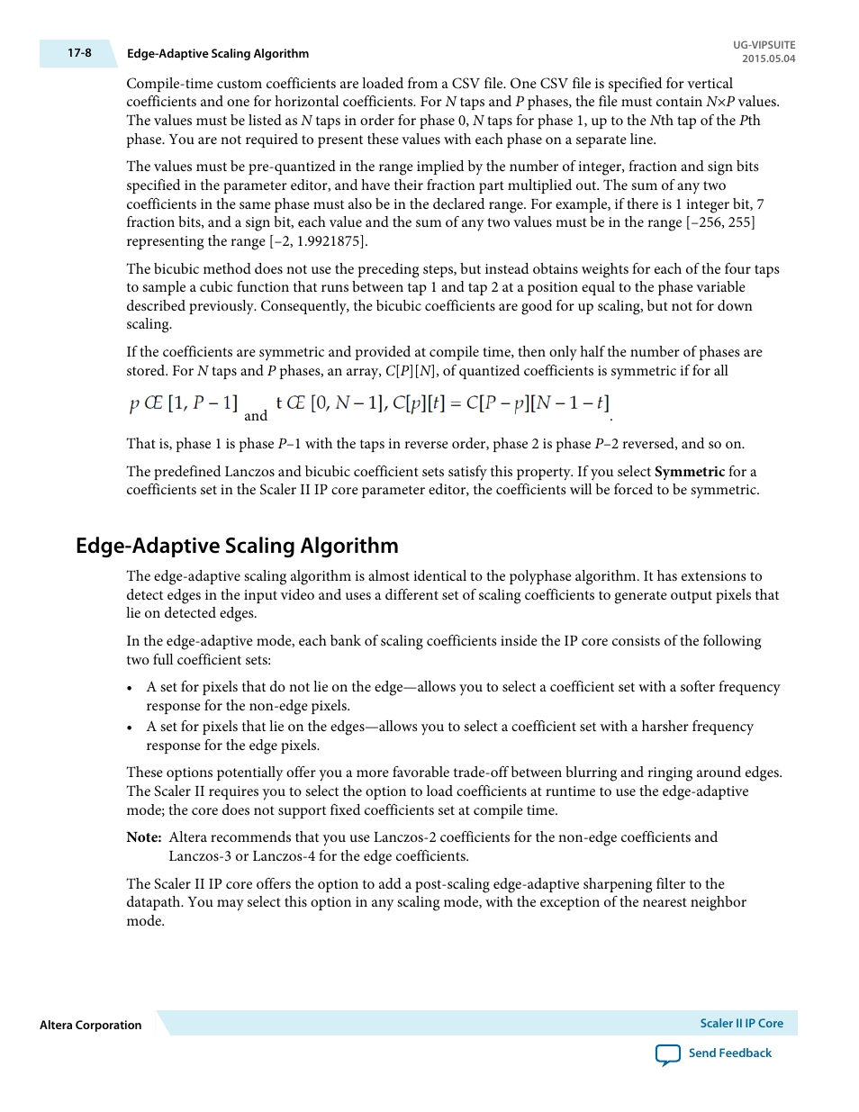 Edge-adaptive scaling algorithm, Edge-adaptive scaling algorithm -8 | Altera Video and Image Processing Suite User Manual | Page 229 / 310