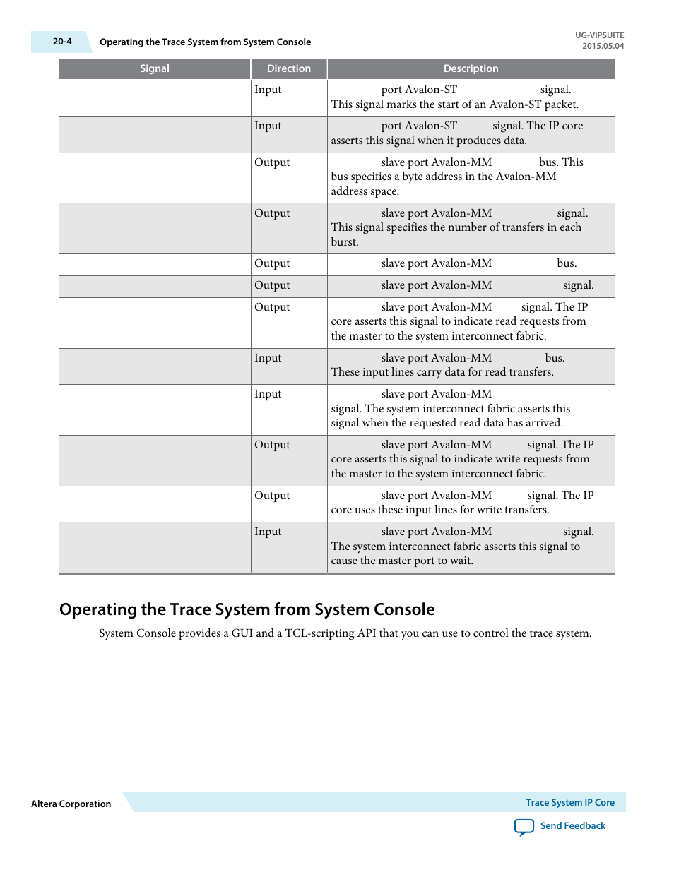 Operating the trace system from system console, Operating the trace system from system console -4 | Altera Video and Image Processing Suite User Manual | Page 256 / 310