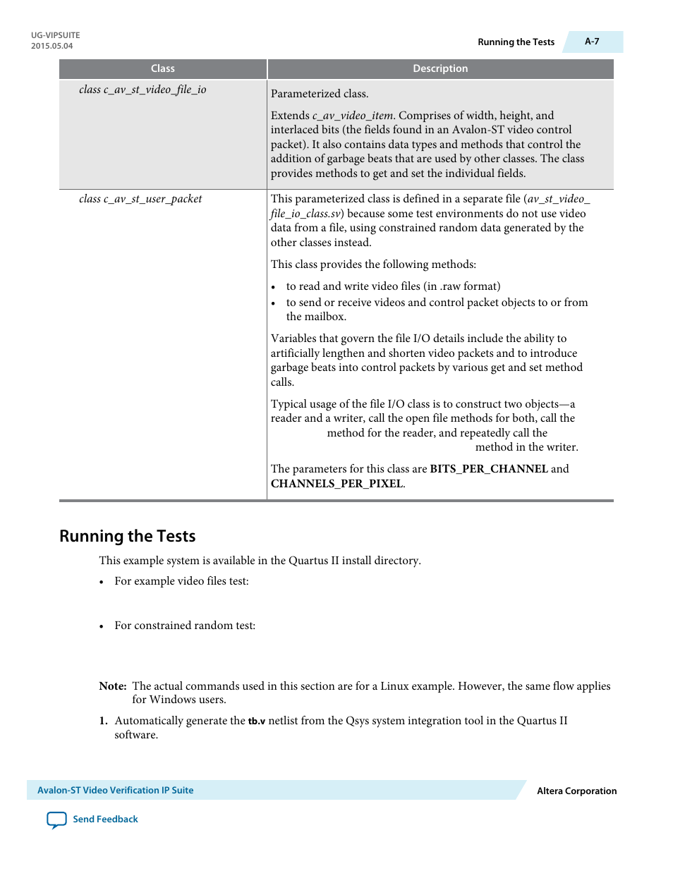 Running the tests | Altera Video and Image Processing Suite User Manual | Page 275 / 310