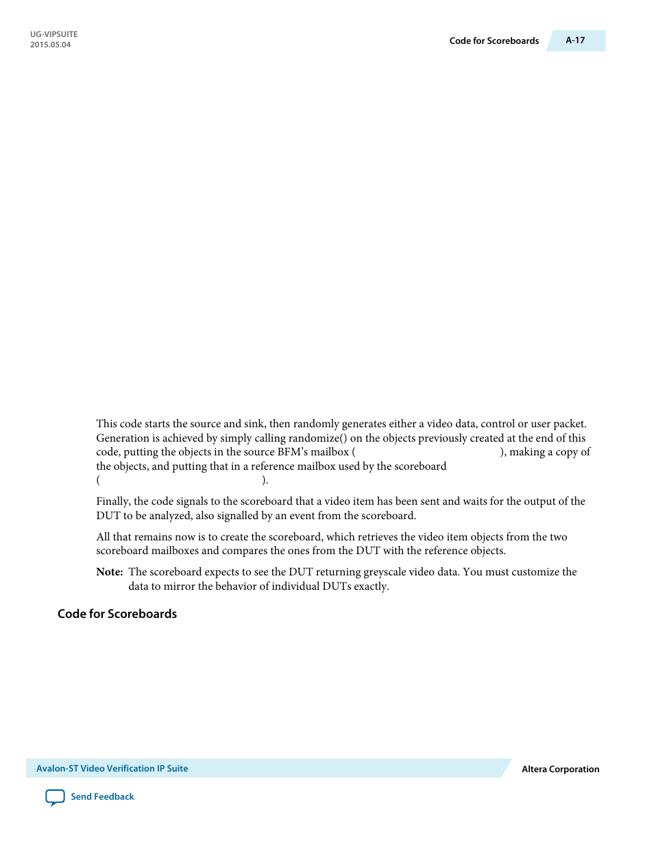Code for scoreboards | Altera Video and Image Processing Suite User Manual | Page 285 / 310