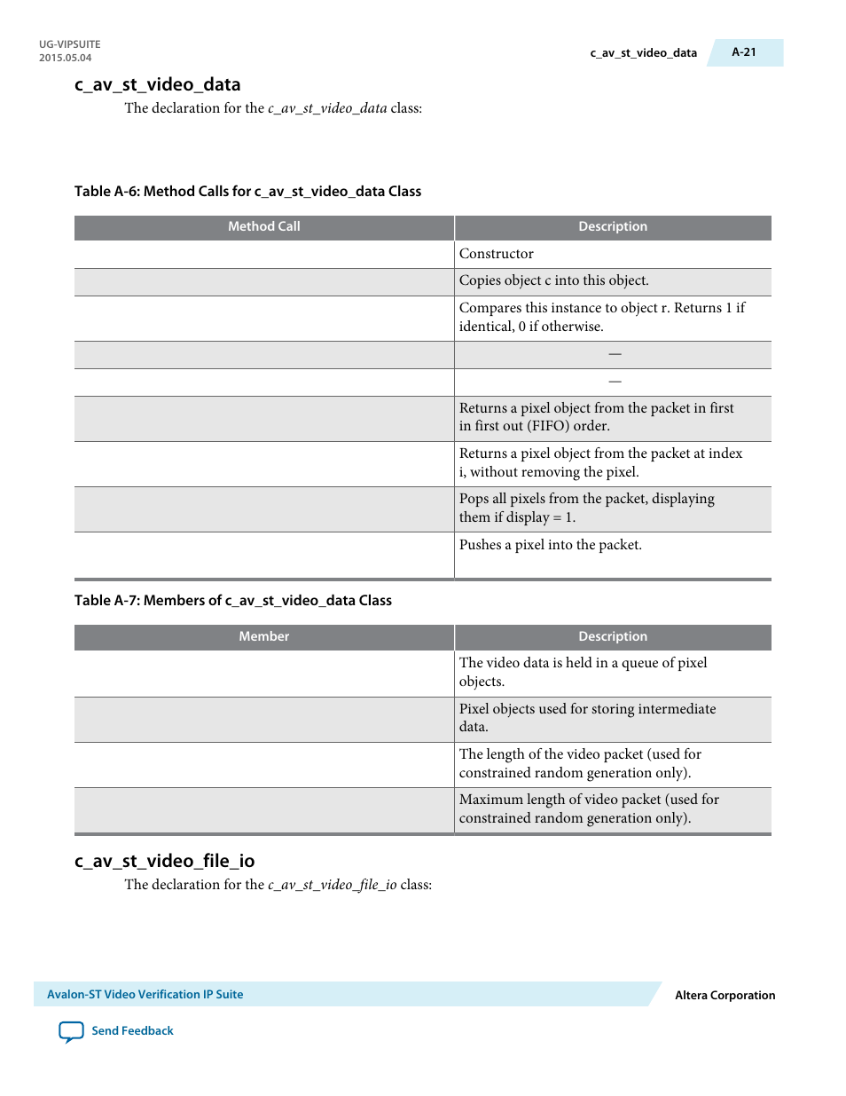 C_av_st_video_data, C_av_st_video_file_io | Altera Video and Image Processing Suite User Manual | Page 289 / 310
