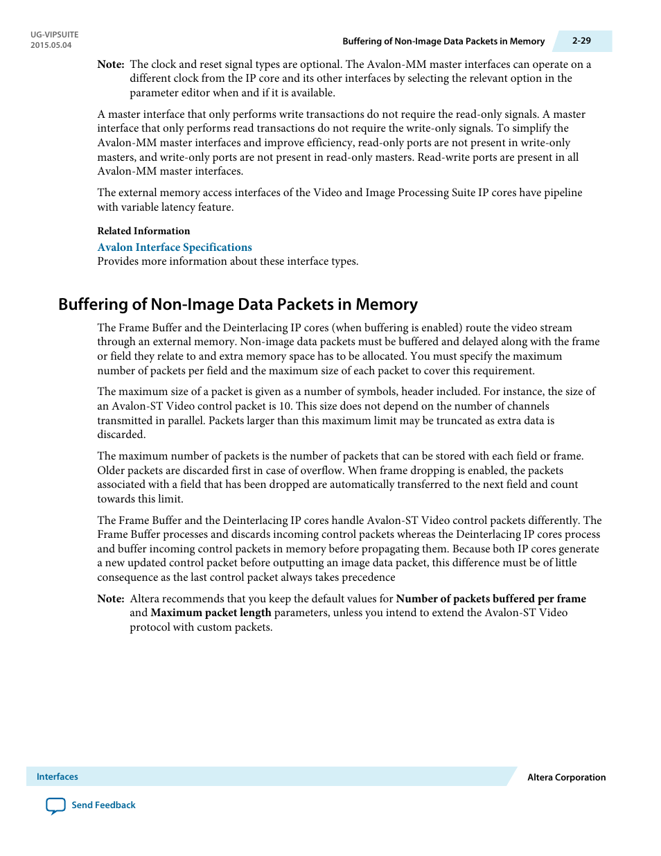 Buffering of non-image data packets in memory, Buffering of non-image data packets in memory -29 | Altera Video and Image Processing Suite User Manual | Page 56 / 310
