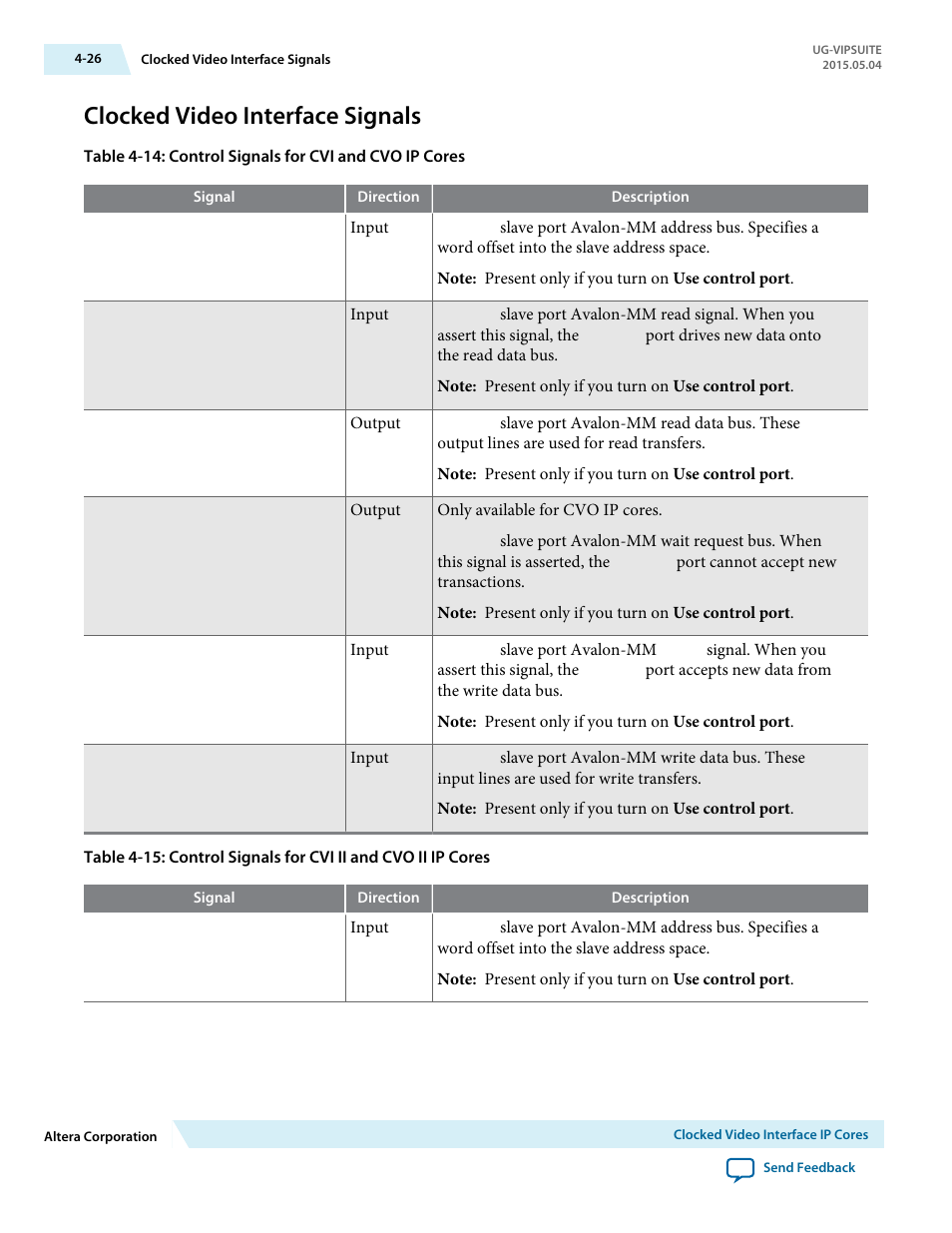 Clocked video interface signals, Clocked video interface signals -26 | Altera Video and Image Processing Suite User Manual | Page 85 / 310