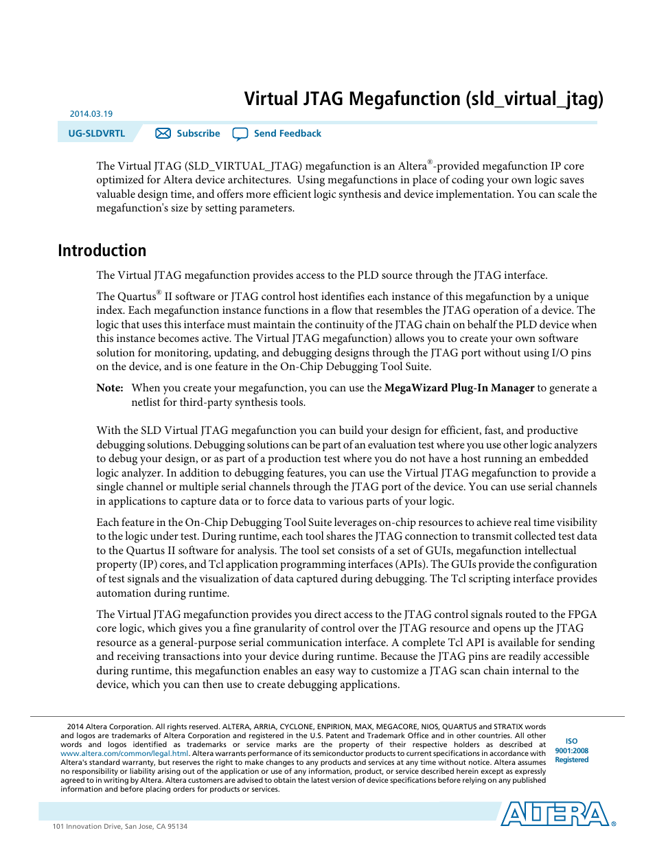 Altera Virtual JTAG IP Core User Manual | 42 pages