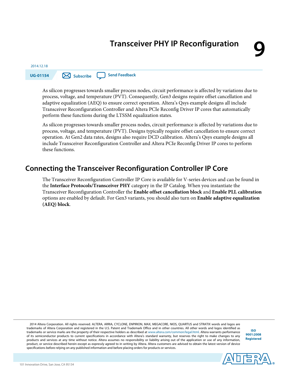 Transceiver phy ip reconfiguration | Altera V-Series Avalon-MM DMA User Manual | Page 125 / 142