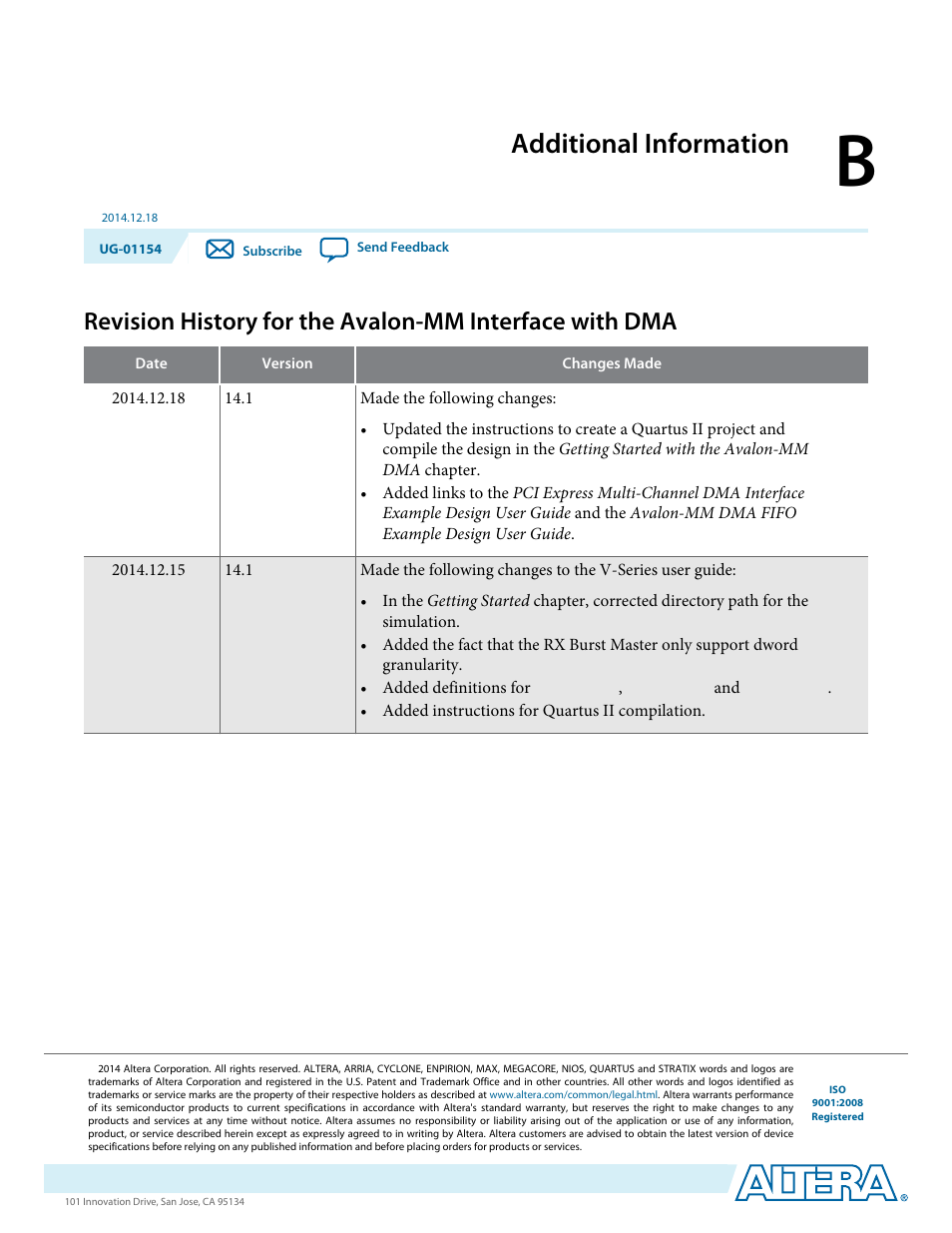 B. additional information, Additional information | Altera V-Series Avalon-MM DMA User Manual | Page 136 / 142