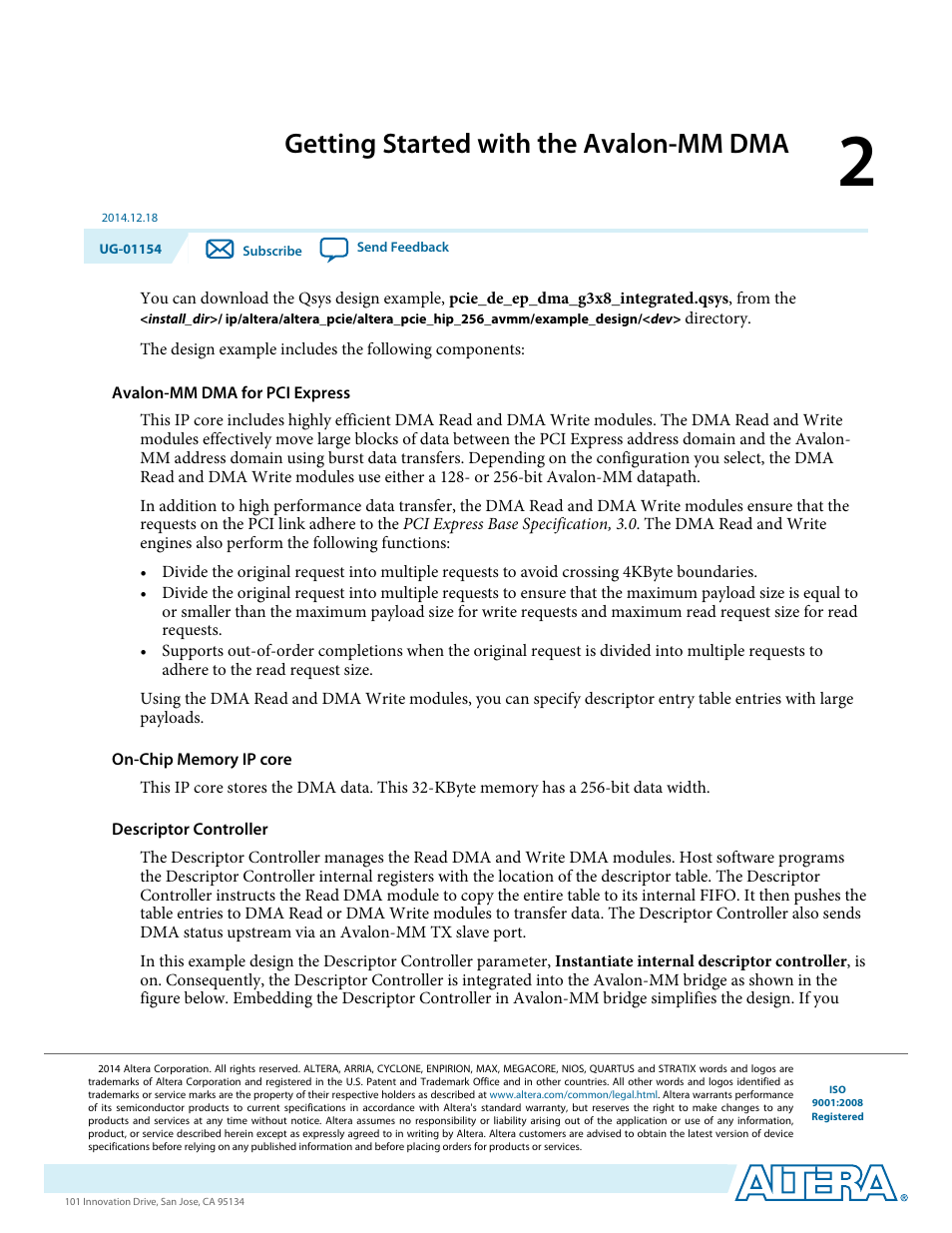 Getting started with the avalon-mm dma | Altera V-Series Avalon-MM DMA User Manual | Page 15 / 142