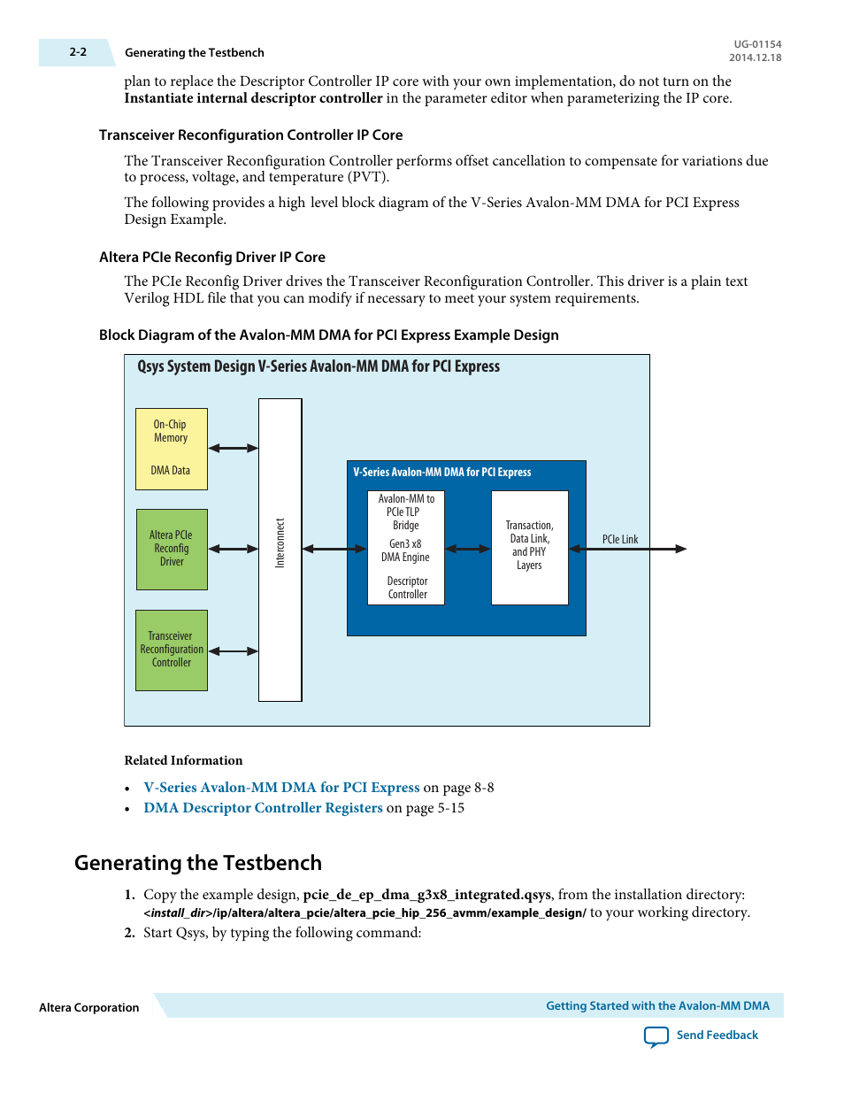 Generating the testbench | Altera V-Series Avalon-MM DMA User Manual | Page 16 / 142