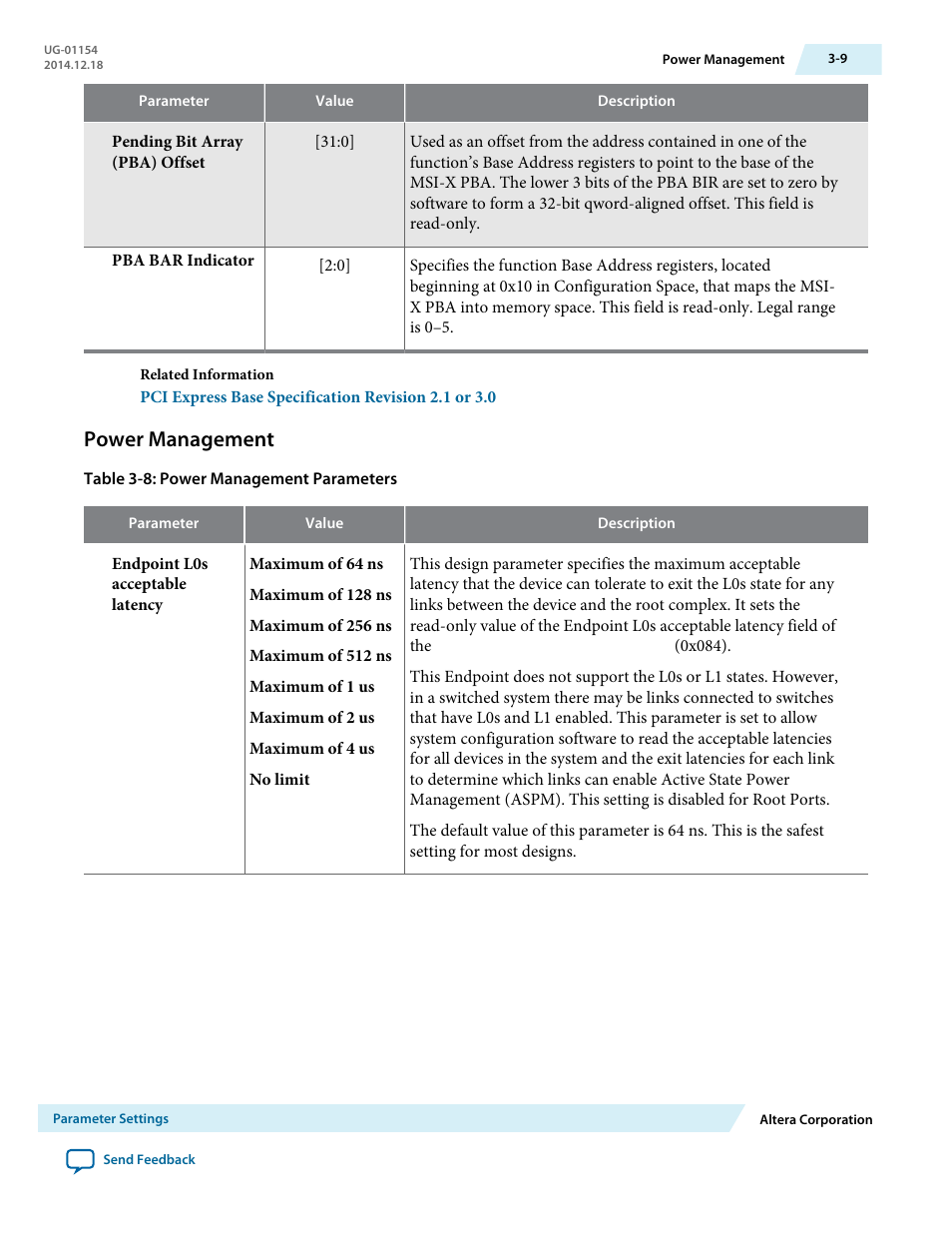 Power management | Altera V-Series Avalon-MM DMA User Manual | Page 30 / 142
