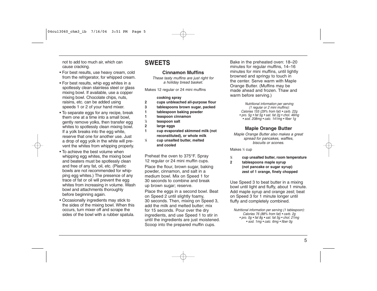 Sweets | Cuisinart CHM-3 User Manual | Page 5 / 16