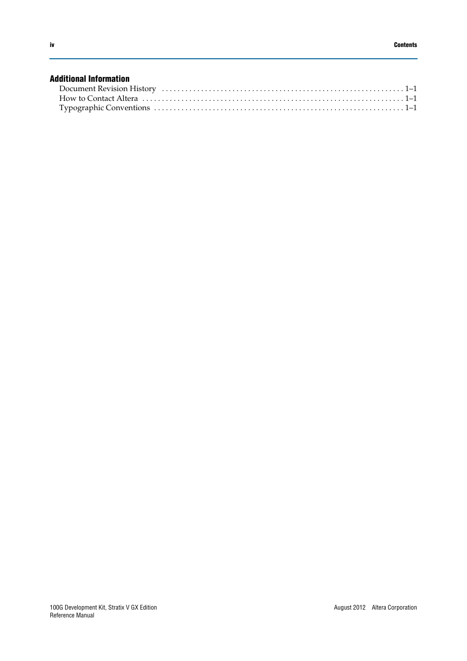 Additional information | Altera 100G Development Kit, Stratix V GX Edition User Manual | Page 4 / 76