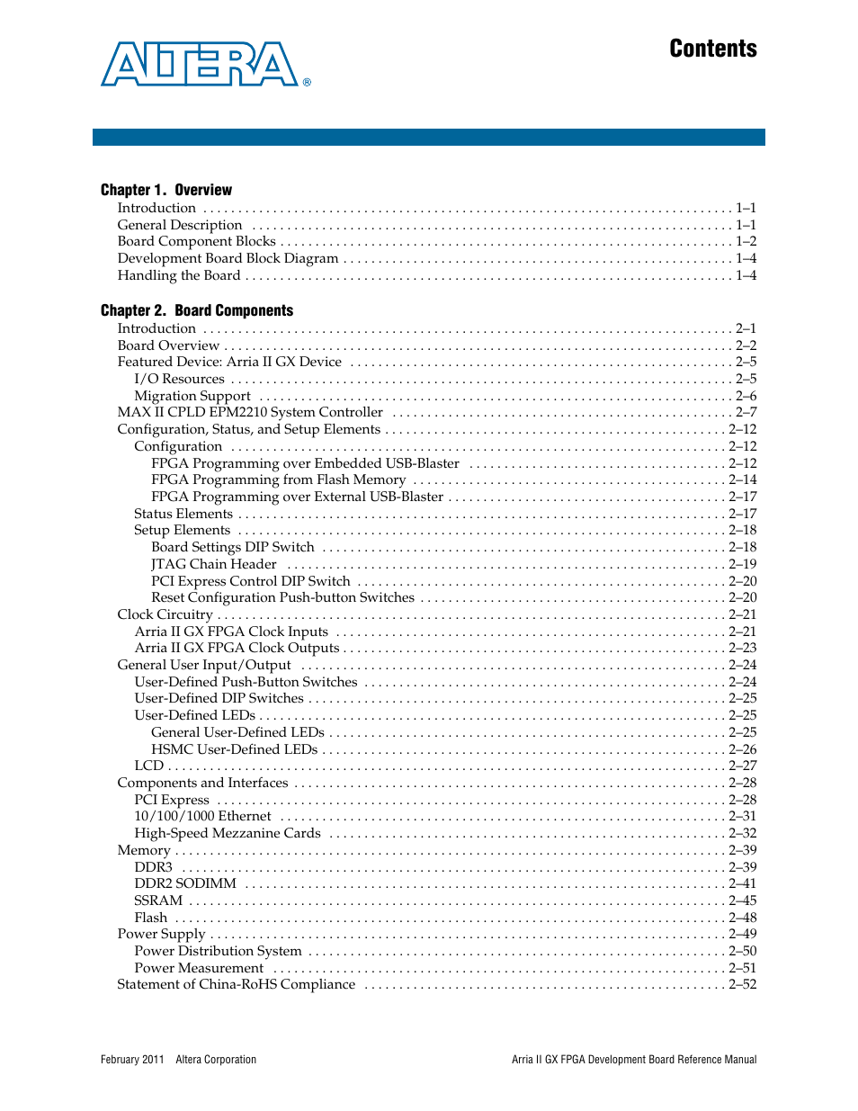 Altera Arria II GX FPGA Development Board User Manual | Page 3 / 64