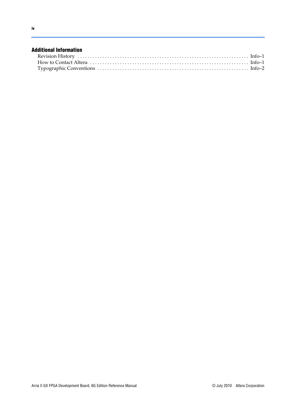 Additional information | Altera Arria II GX FPGA Development Board, 6G Edition User Manual | Page 4 / 62