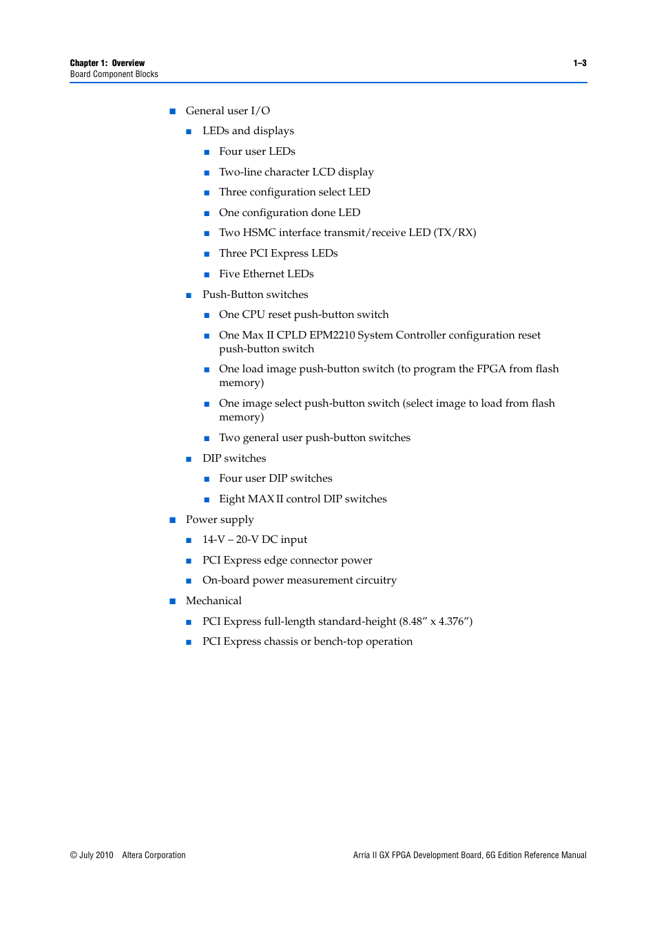Altera Arria II GX FPGA Development Board, 6G Edition User Manual | Page 7 / 62
