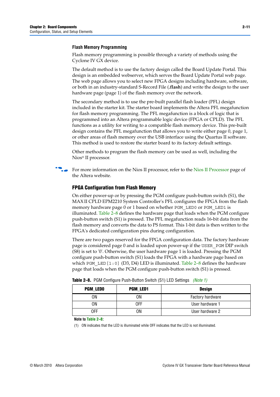 Fpga configuration from flash memory –11 | Altera Cyclone IV GX Transceiver Starter Board User Manual | Page 19 / 40