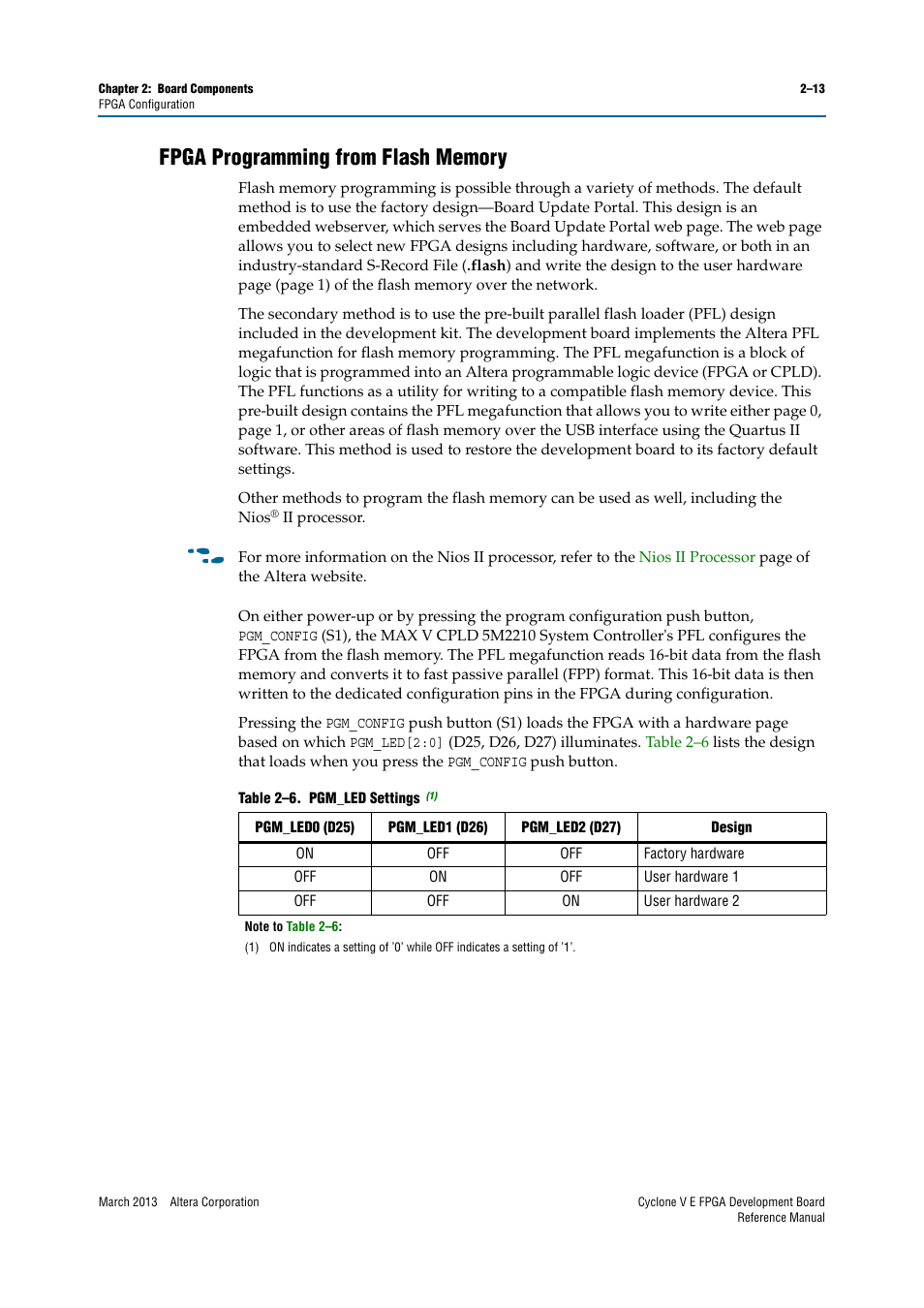 Fpga programming from flash memory, Fpga programming from flash memory –13 | Altera Cyclone V E FPGA Development Board User Manual | Page 21 / 56