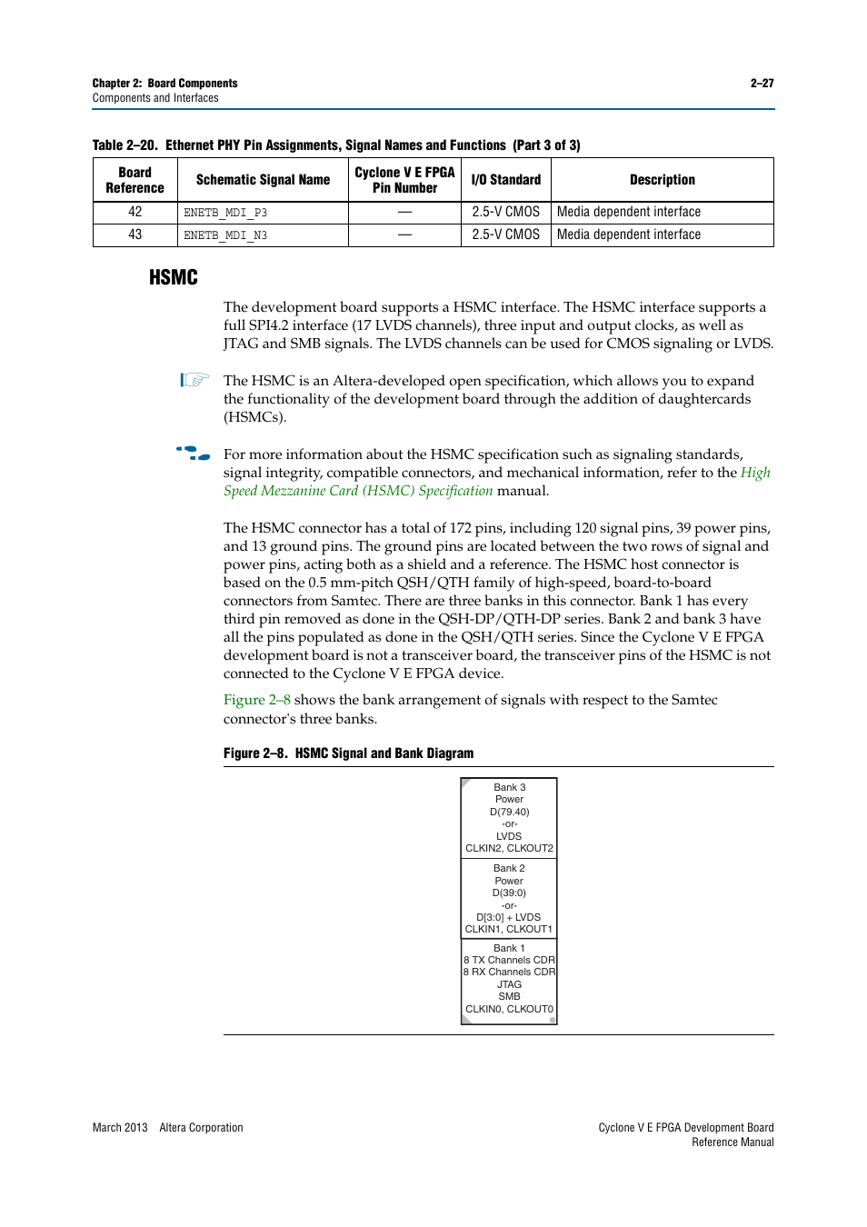 Hsmc, Hsmc –27 | Altera Cyclone V E FPGA Development Board User Manual | Page 35 / 56