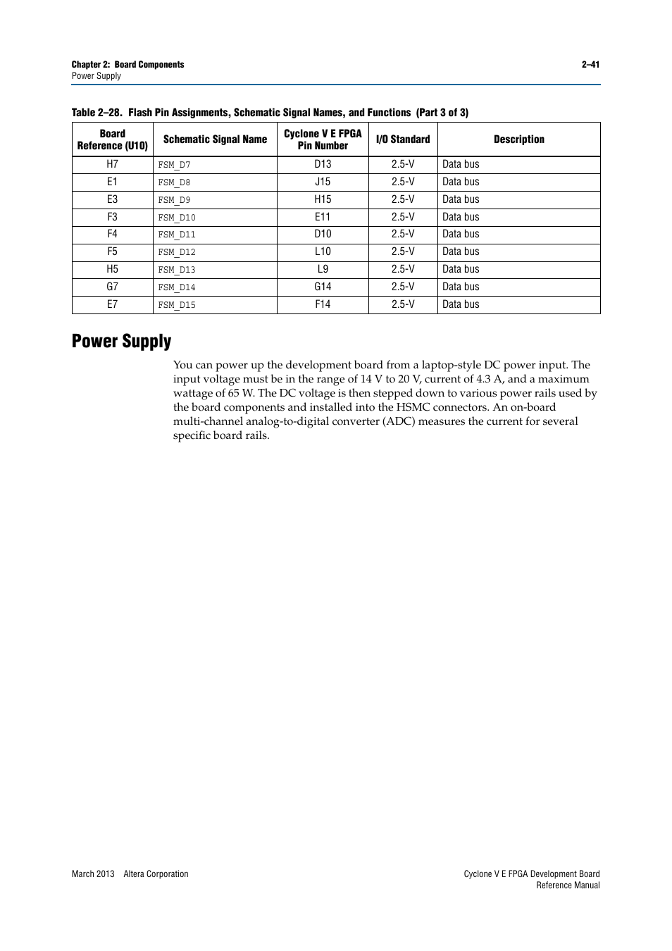 Power supply, Power supply –41 | Altera Cyclone V E FPGA Development Board User Manual | Page 49 / 56