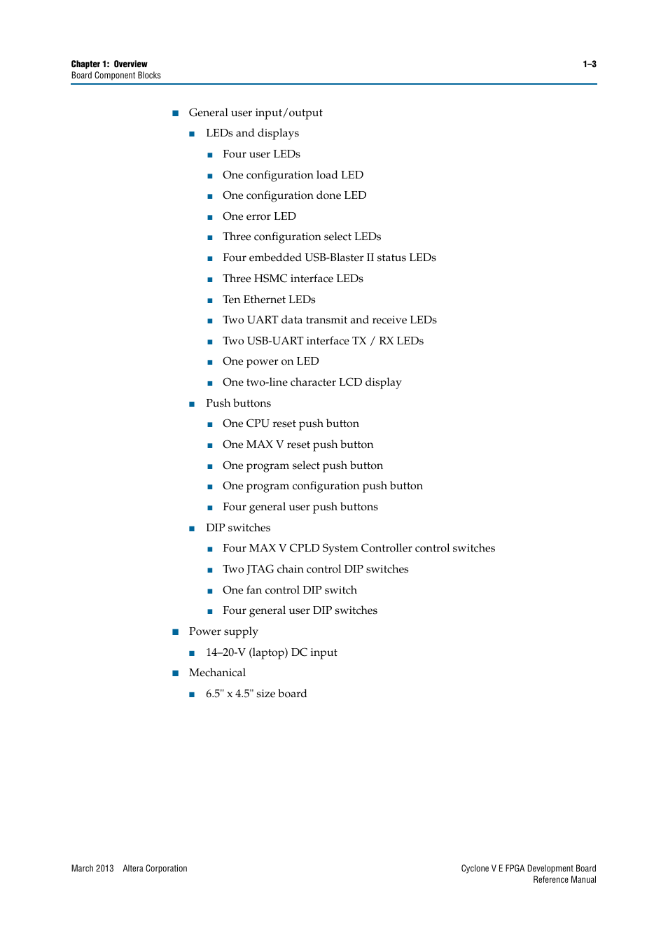 Altera Cyclone V E FPGA Development Board User Manual | Page 7 / 56