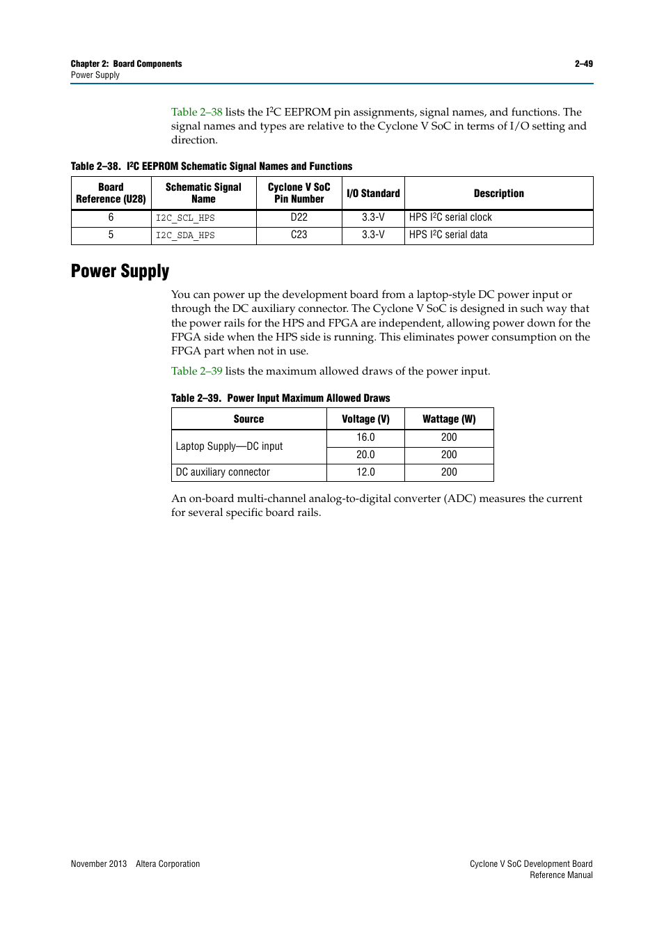 Power supply, Power supply –49 | Altera Cyclone V SoC Development Board User Manual | Page 57 / 68