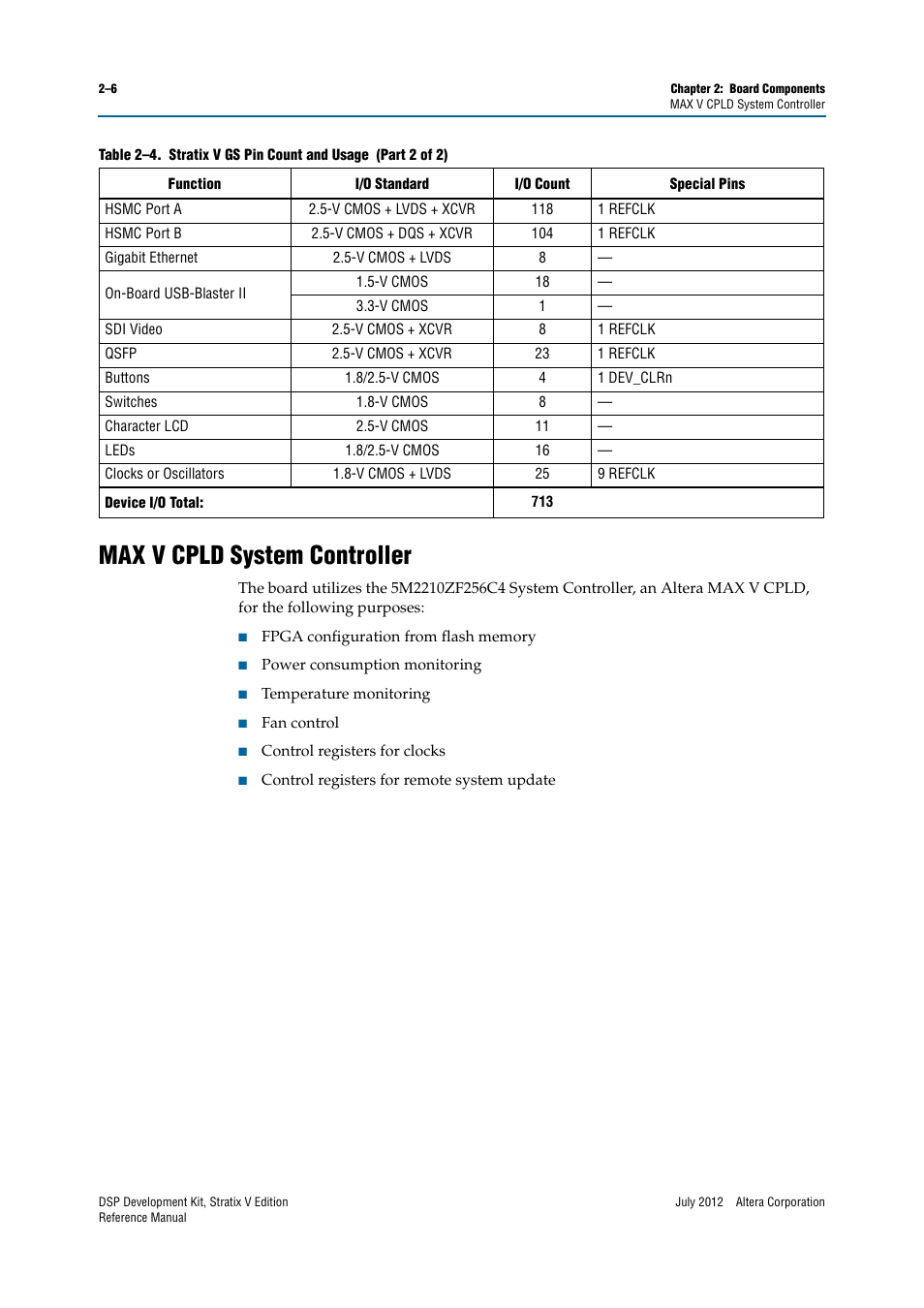 Max v cpld system controller, Max v cpld system controller –6 | Altera DSP Development Kit, Stratix V Edition User Manual | Page 14 / 74