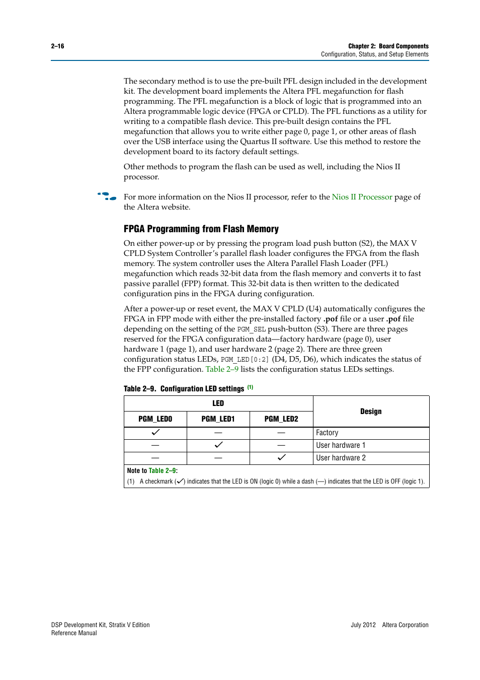 Fpga programming from flash memory, Fpga programming from flash memory –16 | Altera DSP Development Kit, Stratix V Edition User Manual | Page 24 / 74