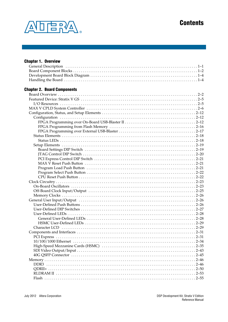 Altera DSP Development Kit, Stratix V Edition User Manual | Page 3 / 74