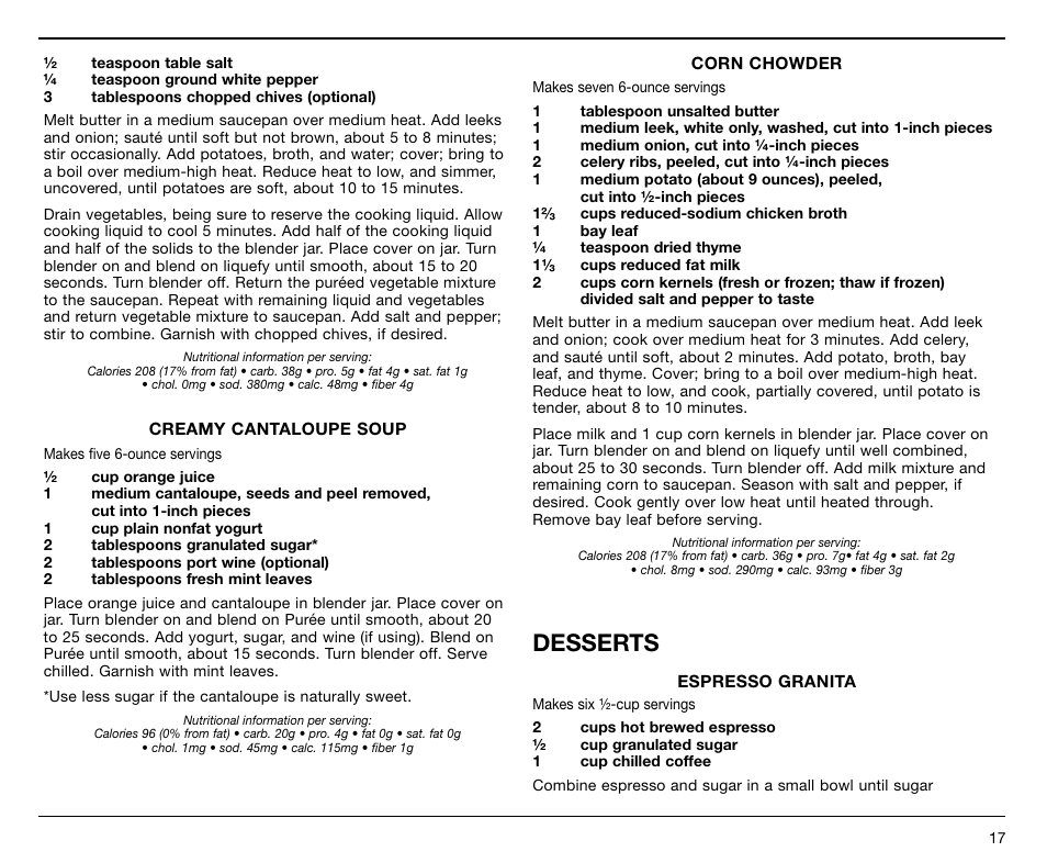 Desserts | Cuisinart SPB-7 Series User Manual | Page 17 / 41