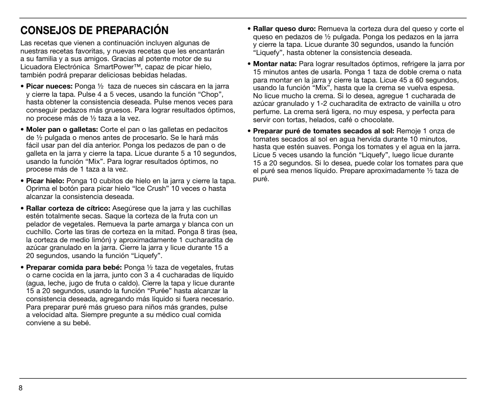 Consejos de preparación | Cuisinart SPB-7 Series User Manual | Page 28 / 41