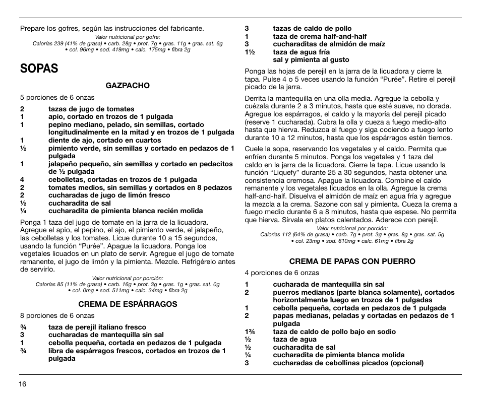 Sopas | Cuisinart SPB-7 Series User Manual | Page 36 / 41