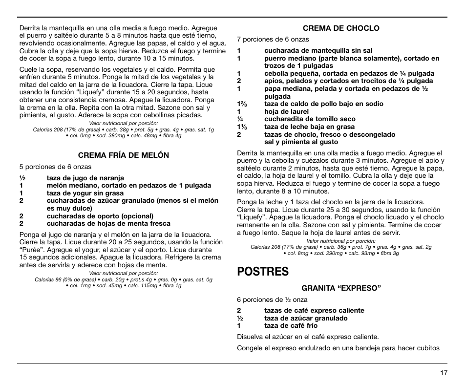 Postres | Cuisinart SPB-7 Series User Manual | Page 37 / 41