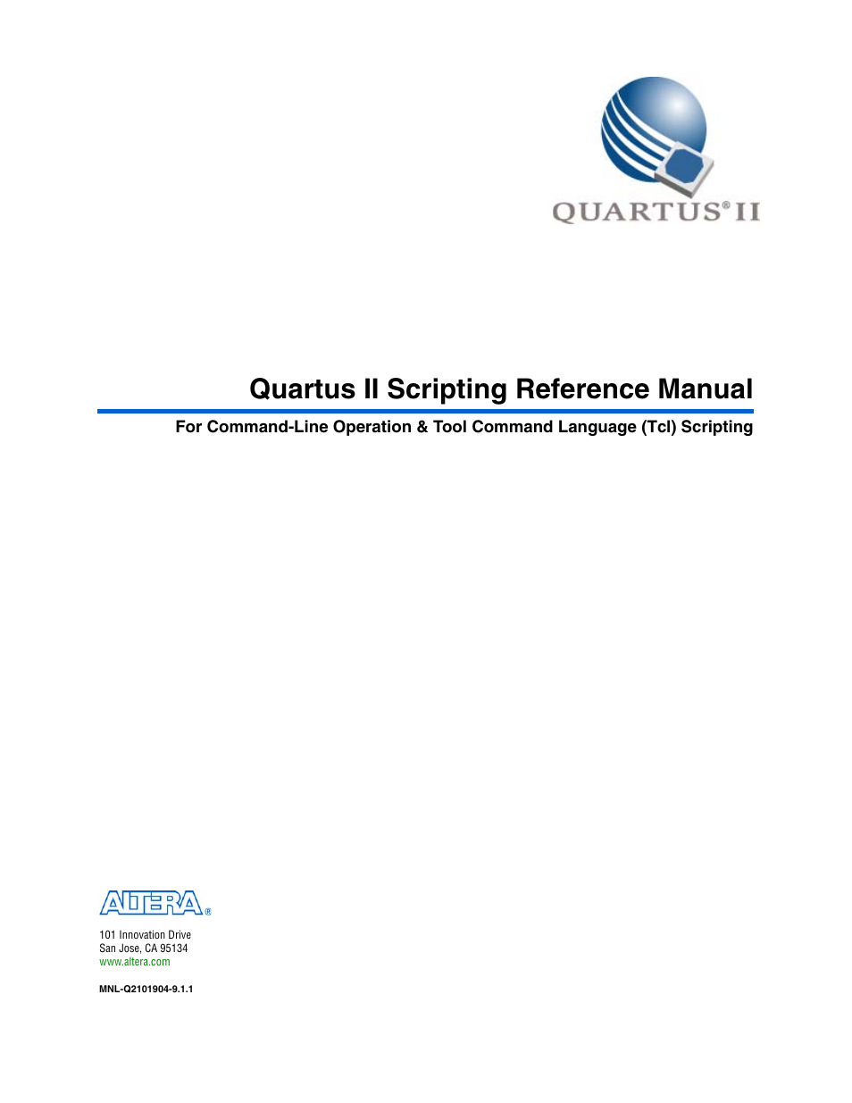 Altera Quartus II Scripting User Manual | 634 pages