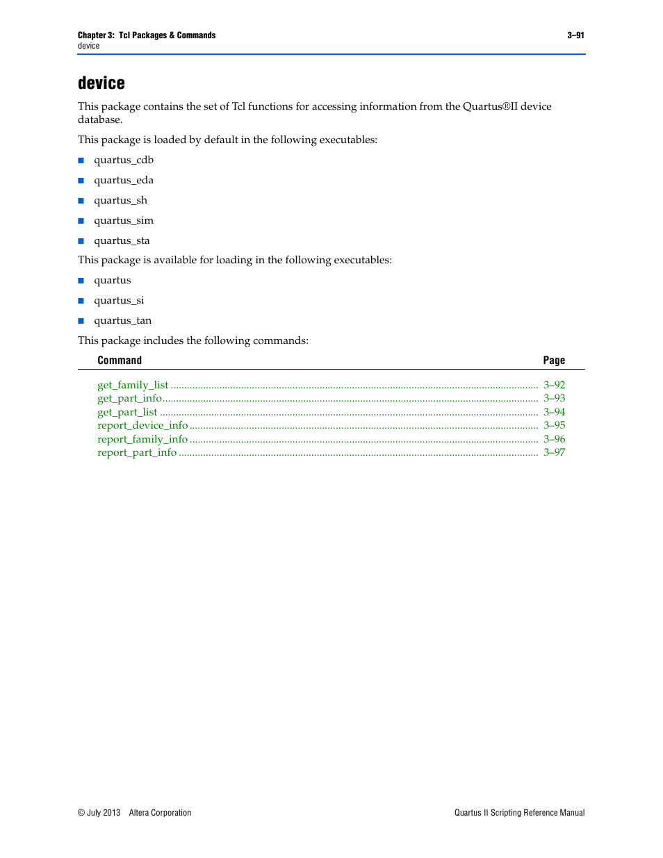 Device, Device –91 | Altera Quartus II Scripting User Manual | Page 221 / 634