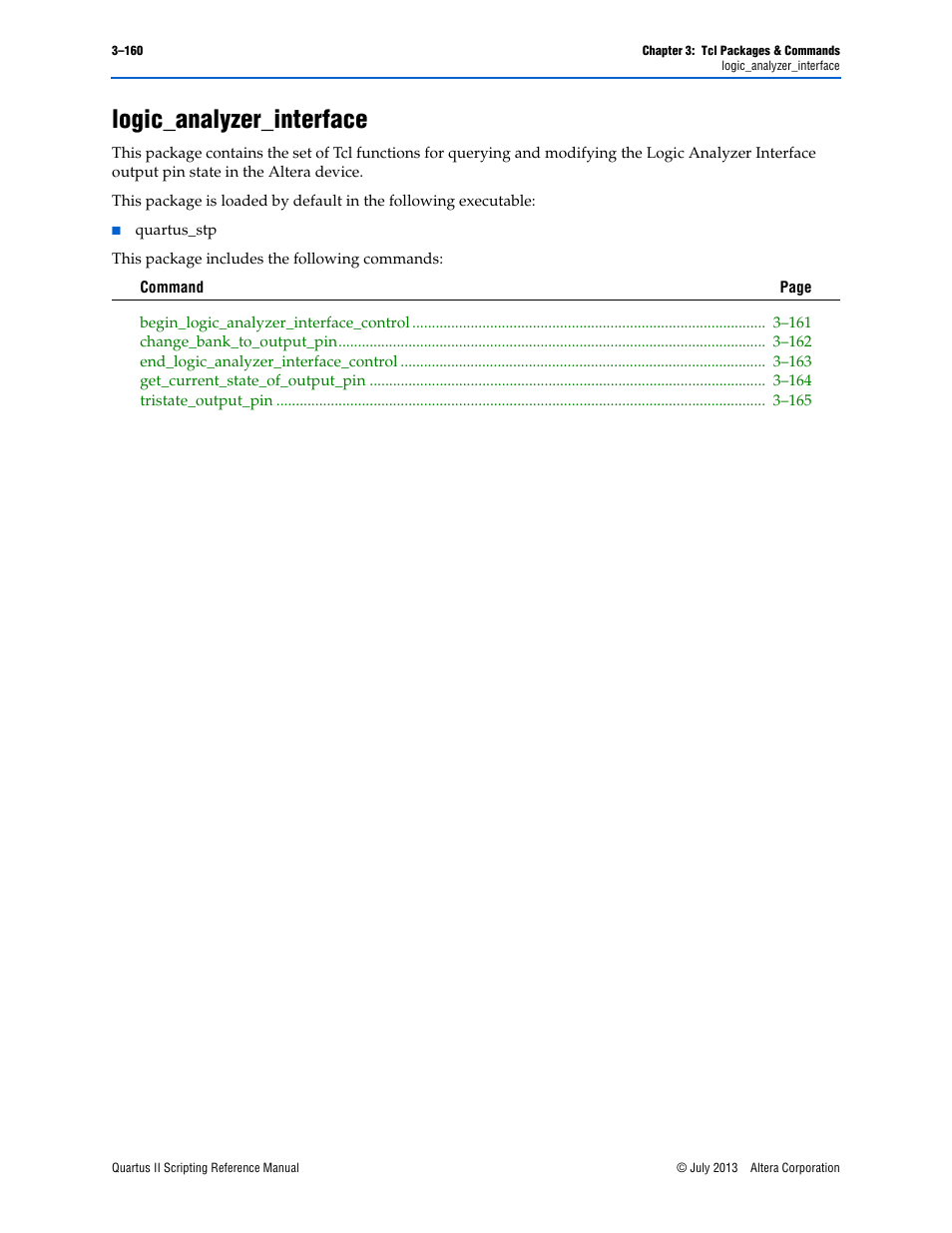 Logic_analyzer_interface, Logic_analyzer_interface –160 | Altera Quartus II Scripting User Manual | Page 290 / 634