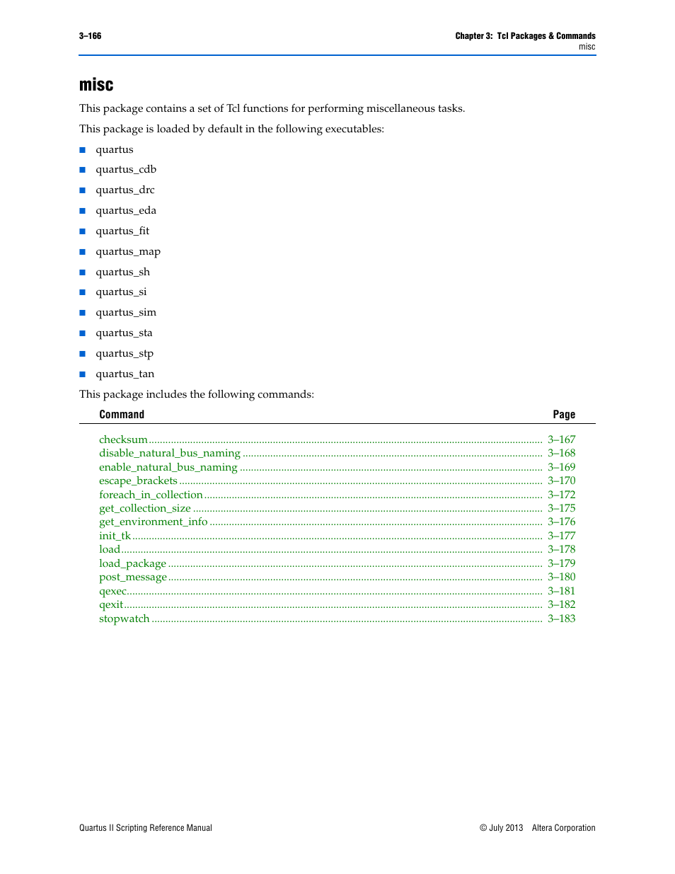 Misc, Misc –166 | Altera Quartus II Scripting User Manual | Page 296 / 634