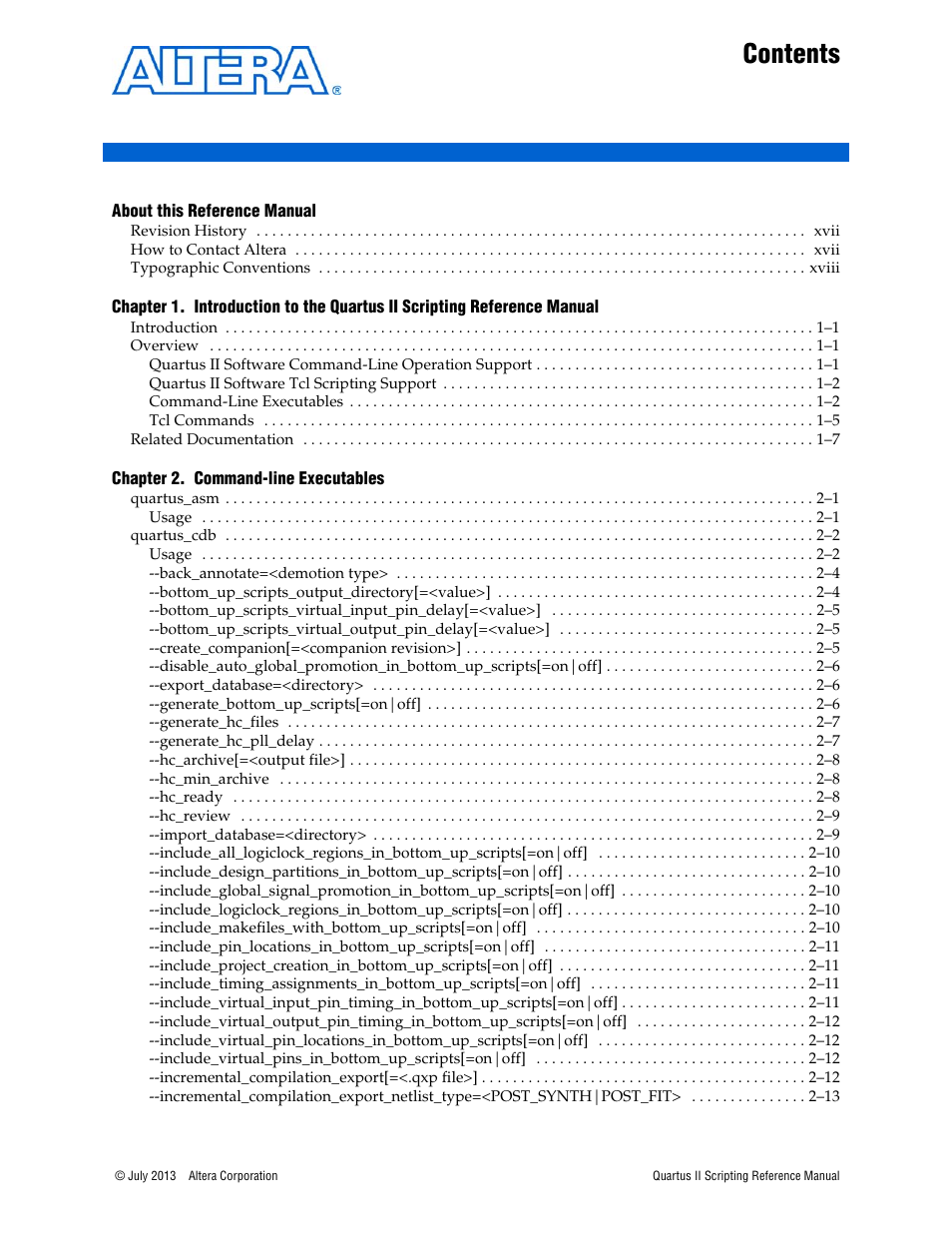 Altera Quartus II Scripting User Manual | Page 3 / 634