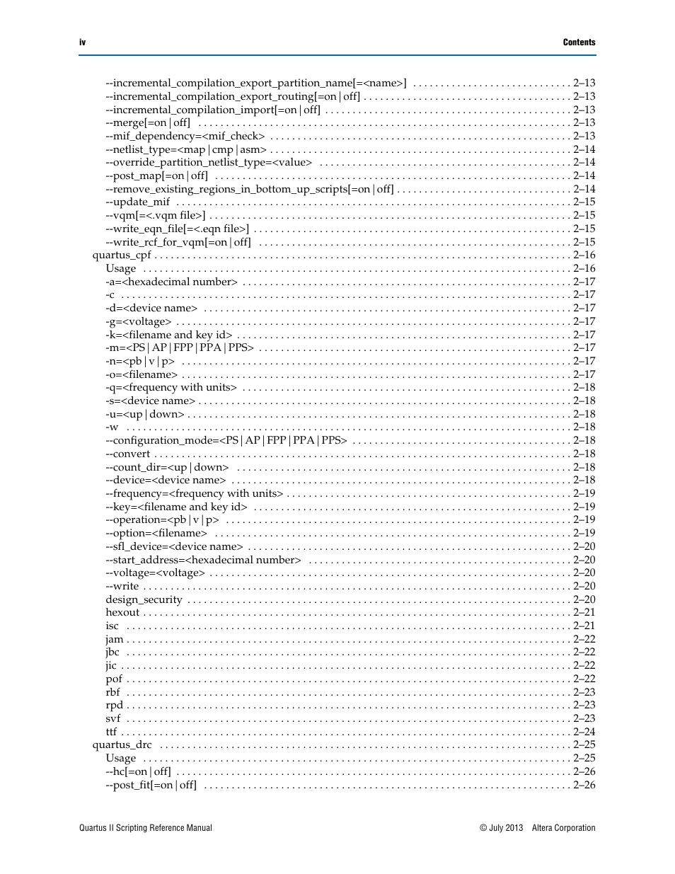 Altera Quartus II Scripting User Manual | Page 4 / 634